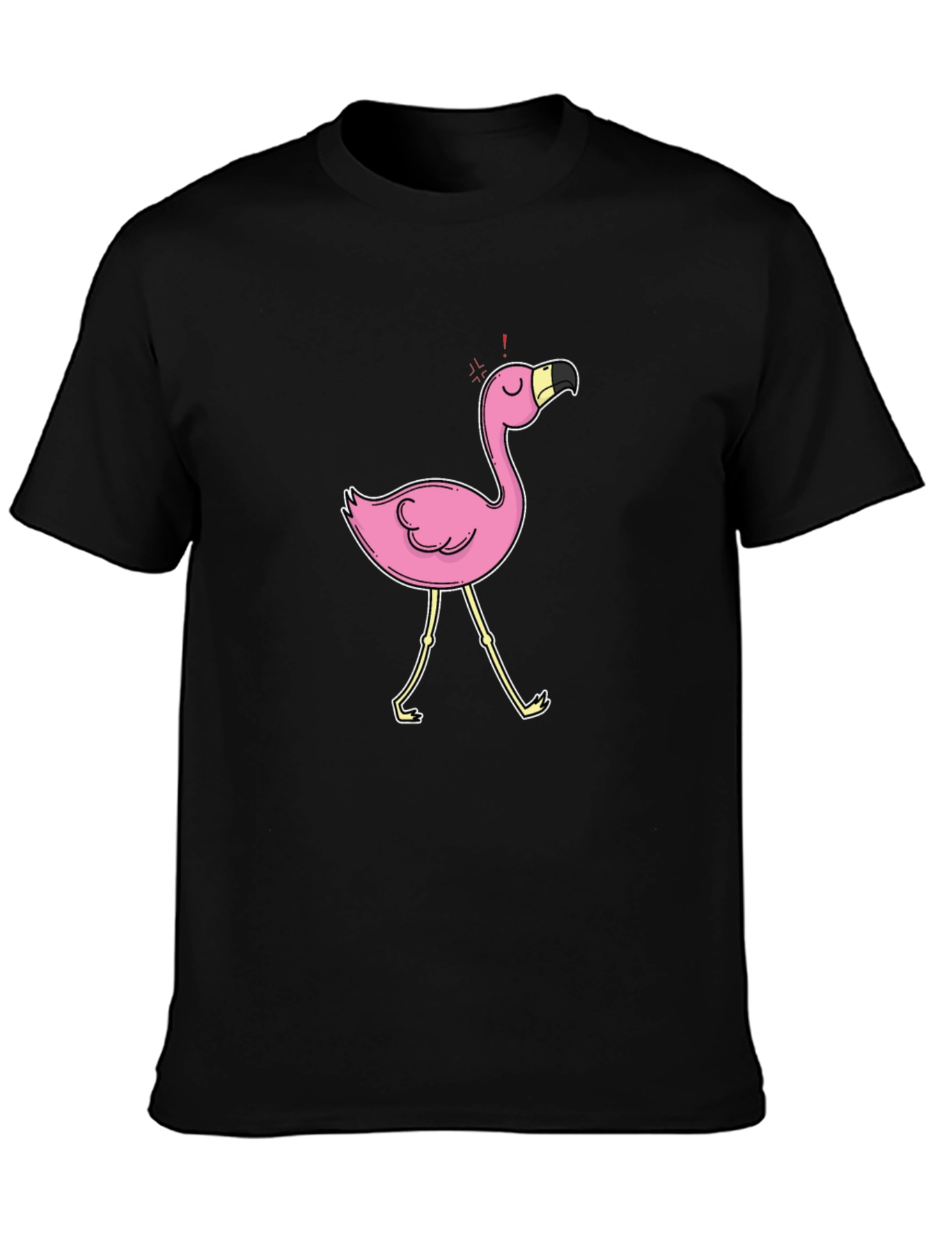 Black T-Shirt with Flamingo Graphic