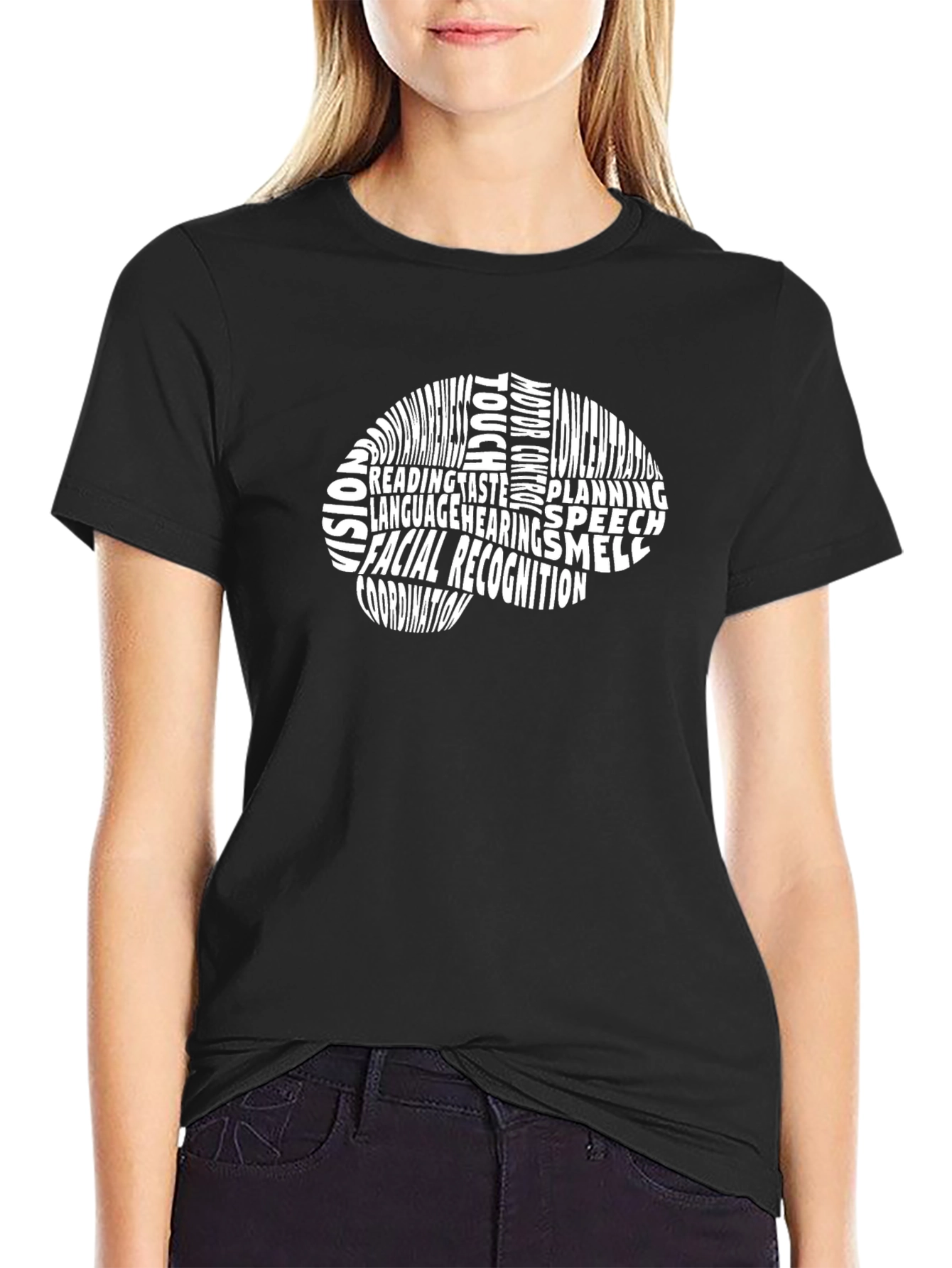 Brain Function T-Shirt - Black Crew Neck Tee