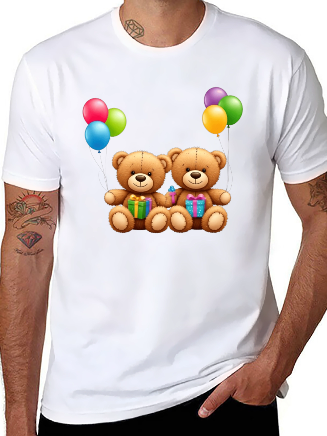 Cute Teddy Bear Graphic Print T-Shirt