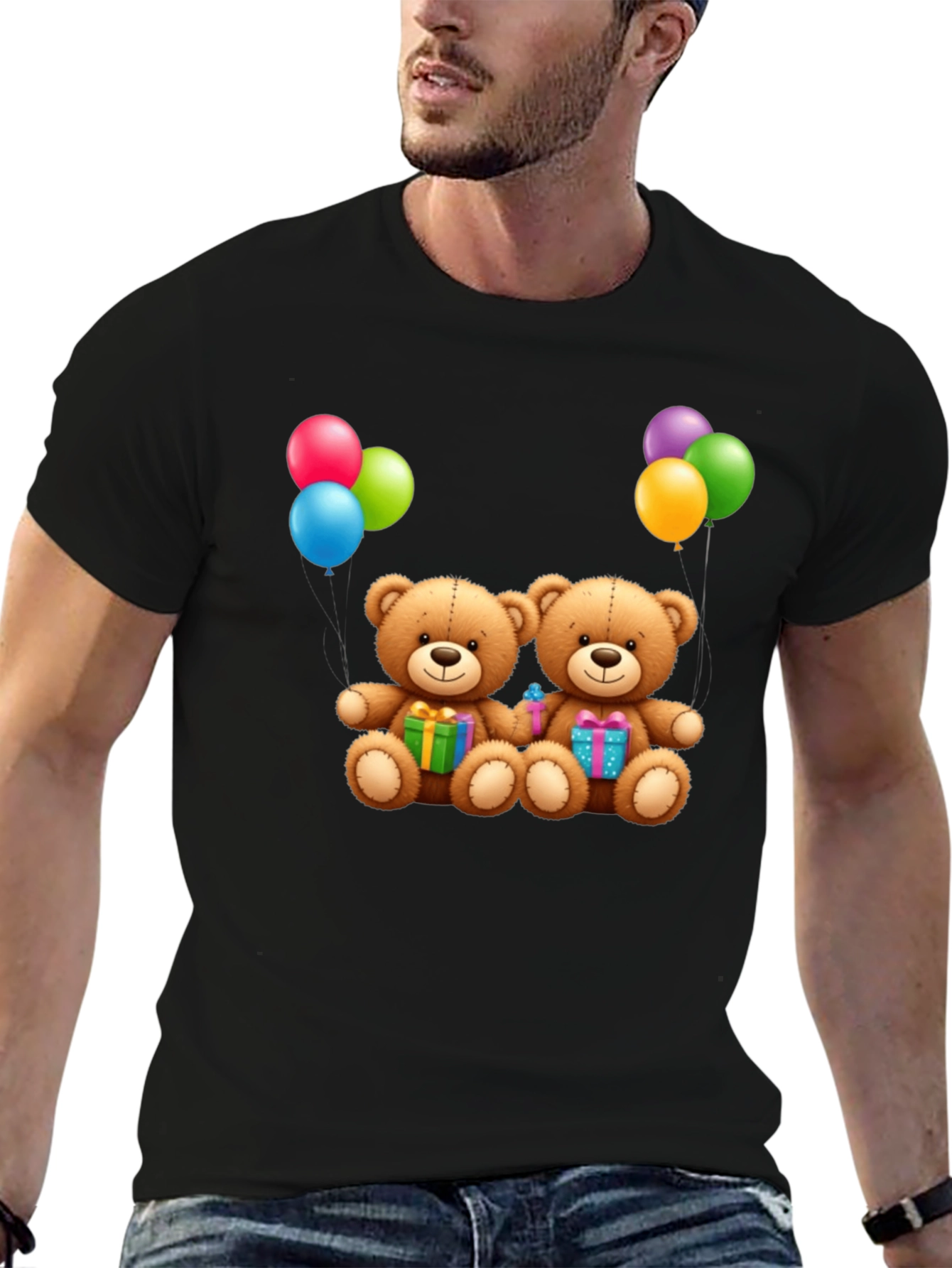 Cute Teddy Bear Graphic Print T-Shirt