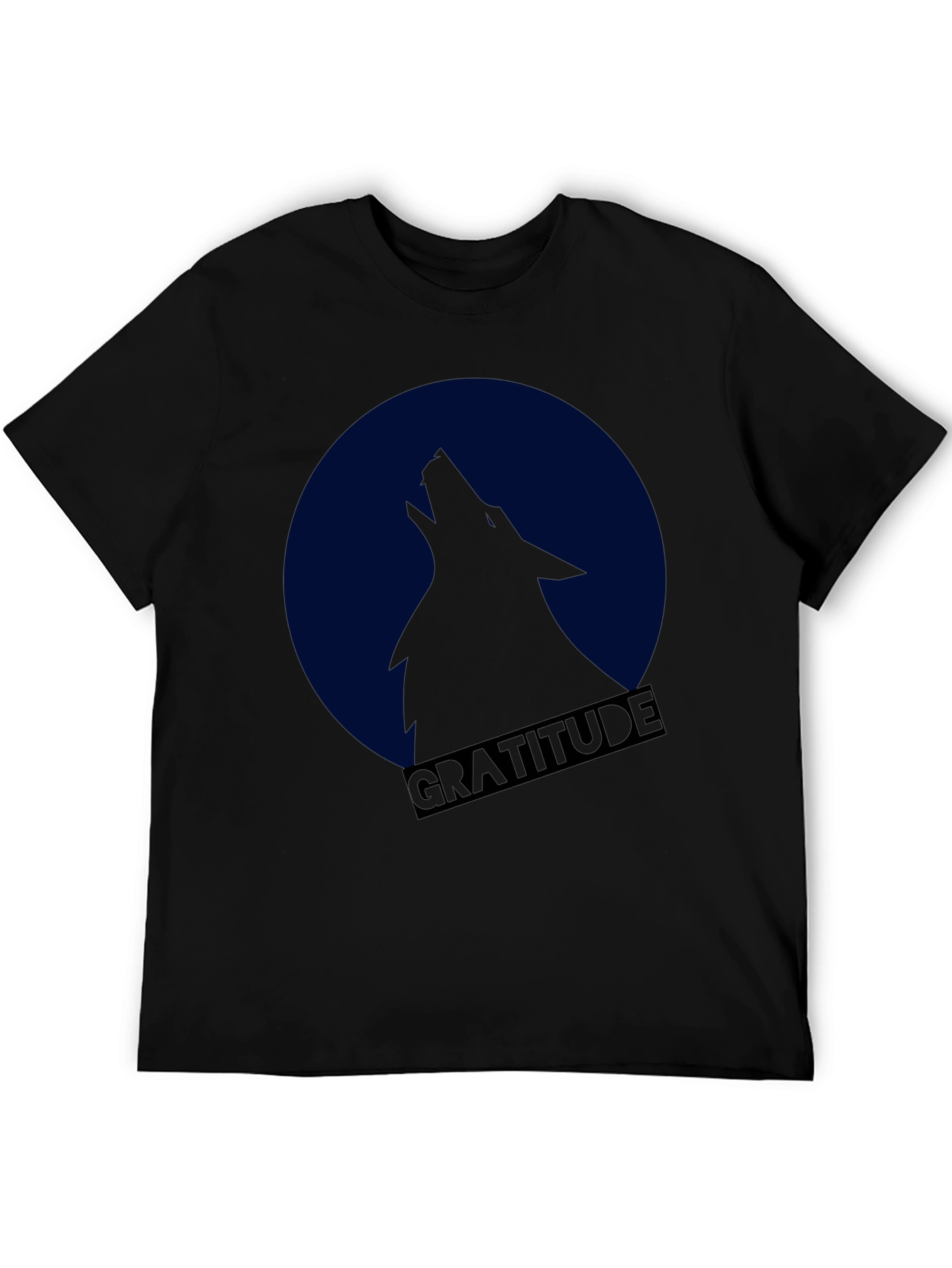 Gratitude Wolf Howling at Moon Graphic T-Shirt