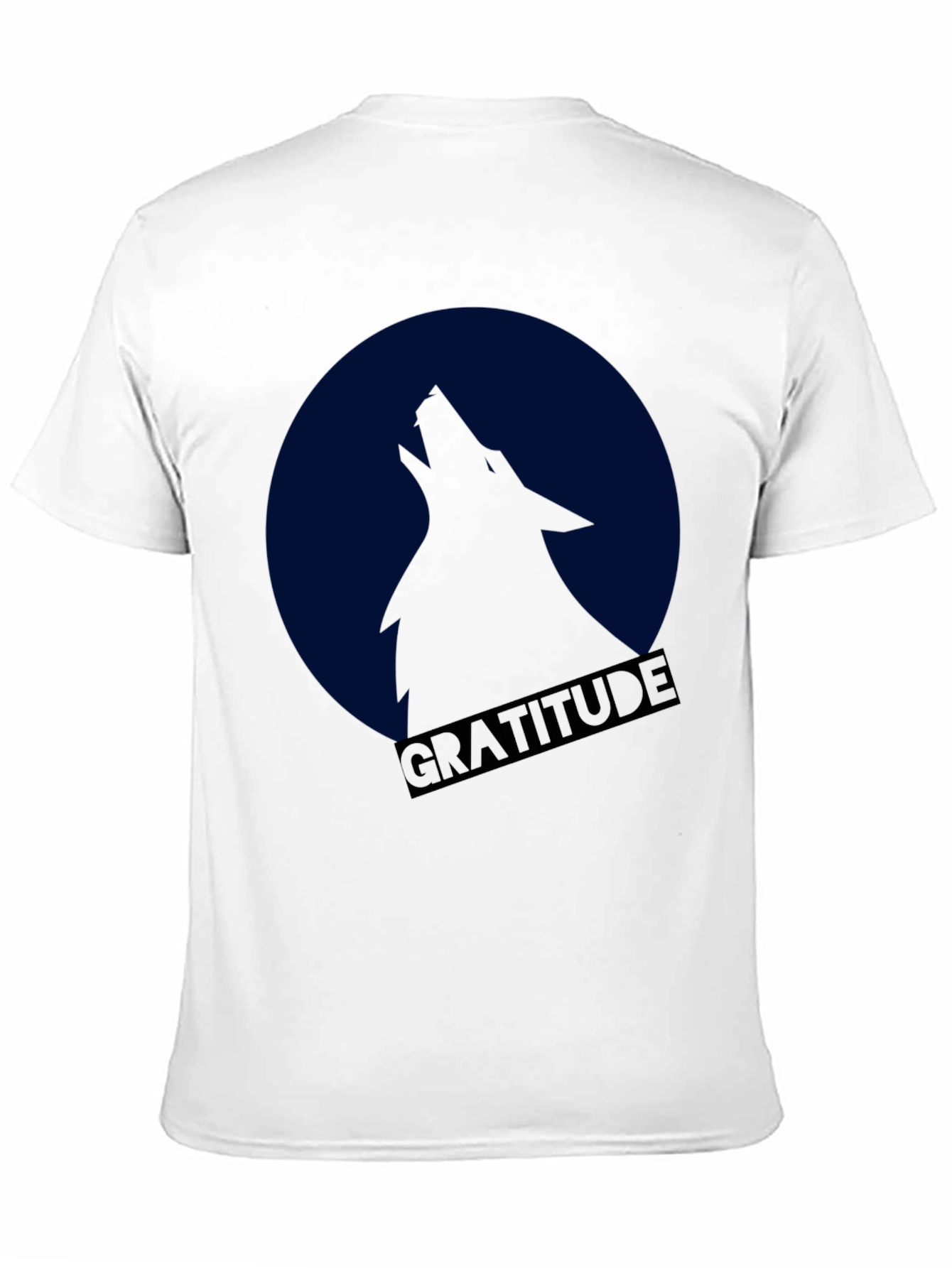 Gratitude Wolf Howling at Moon Graphic T-Shirt