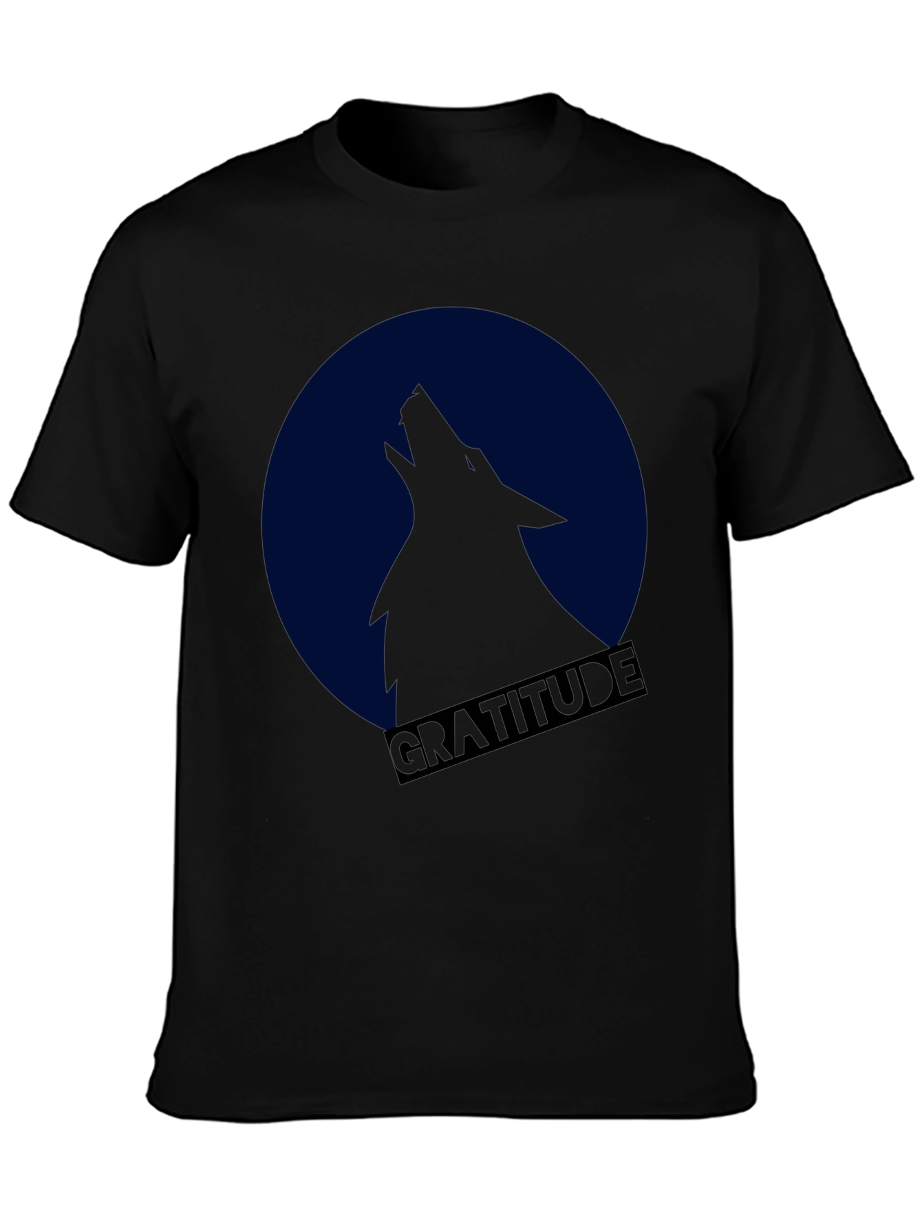 Gratitude Wolf Howling at Moon Graphic T-Shirt