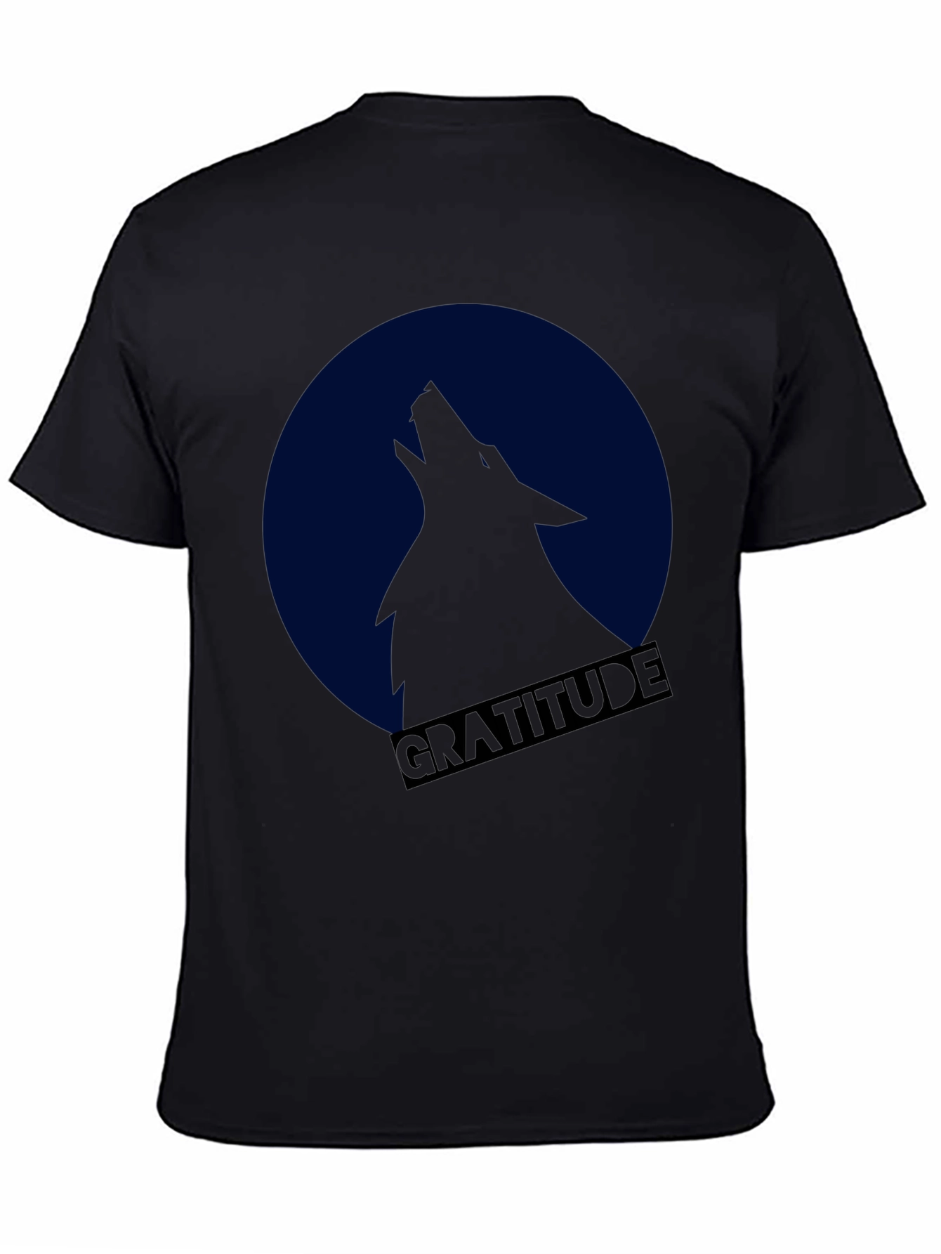 Gratitude Wolf Howling at Moon Graphic T-Shirt