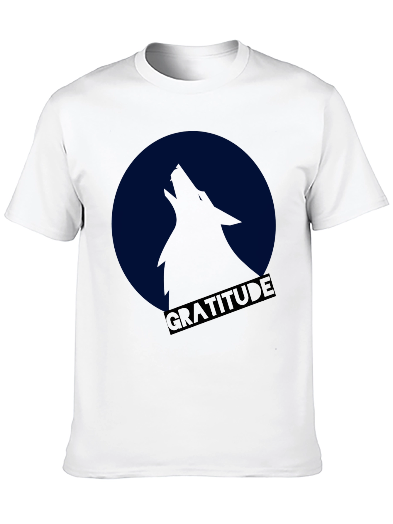 Gratitude Wolf Howling at Moon Graphic T-Shirt
