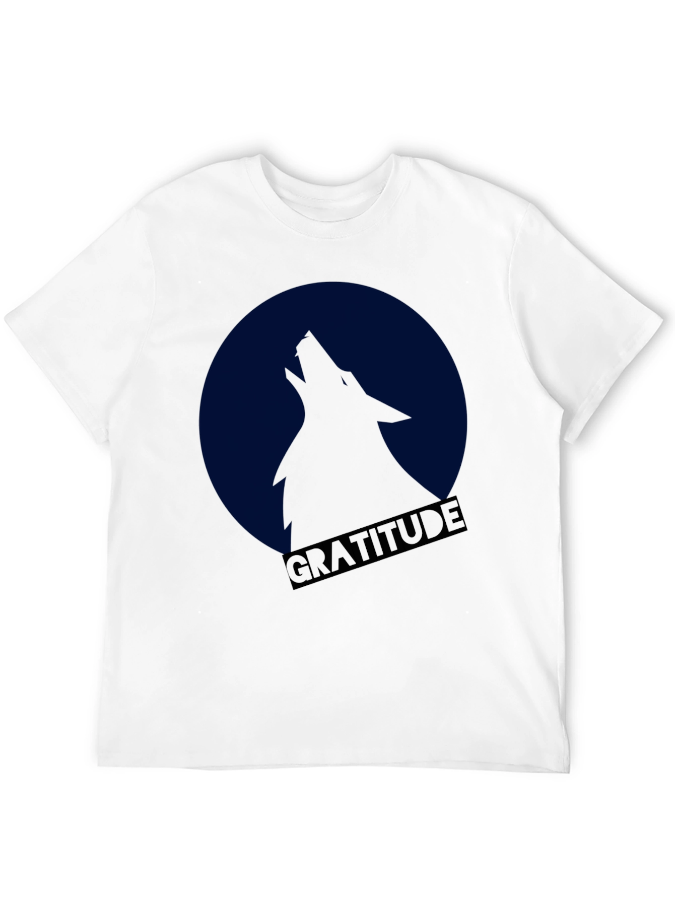 Gratitude Wolf Howling at Moon Graphic T-Shirt