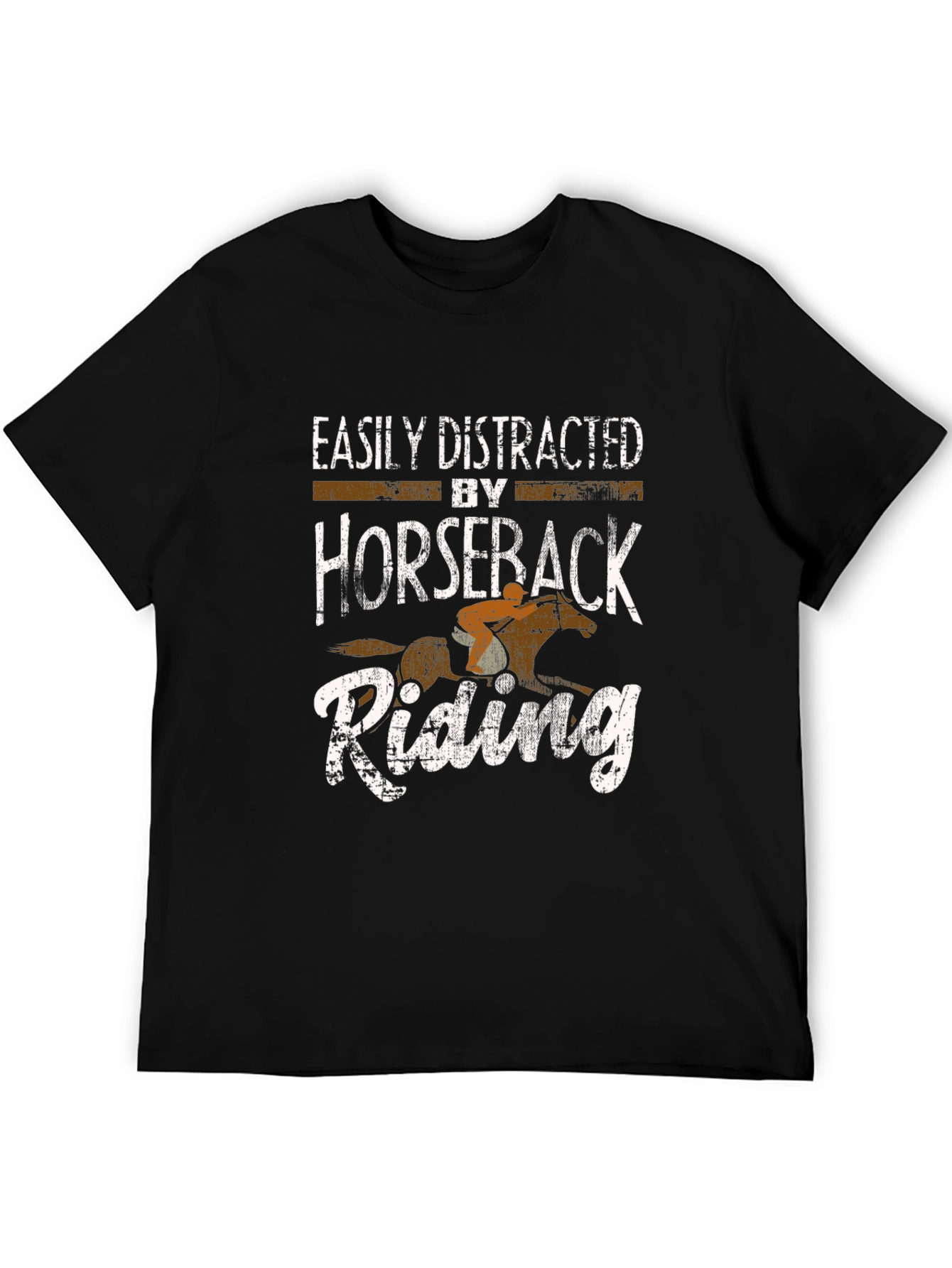 Easily Distracted by Horseback Riding Black Tee