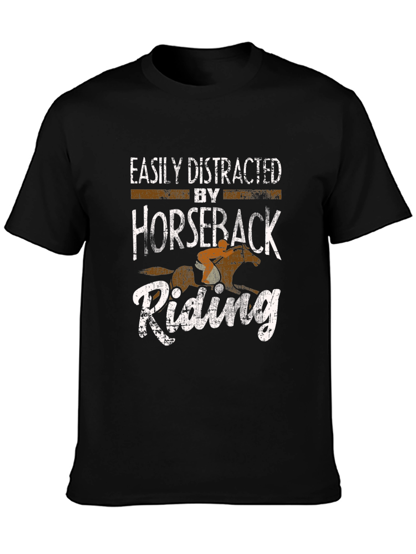 Easily Distracted by Horseback Riding Black Tee
