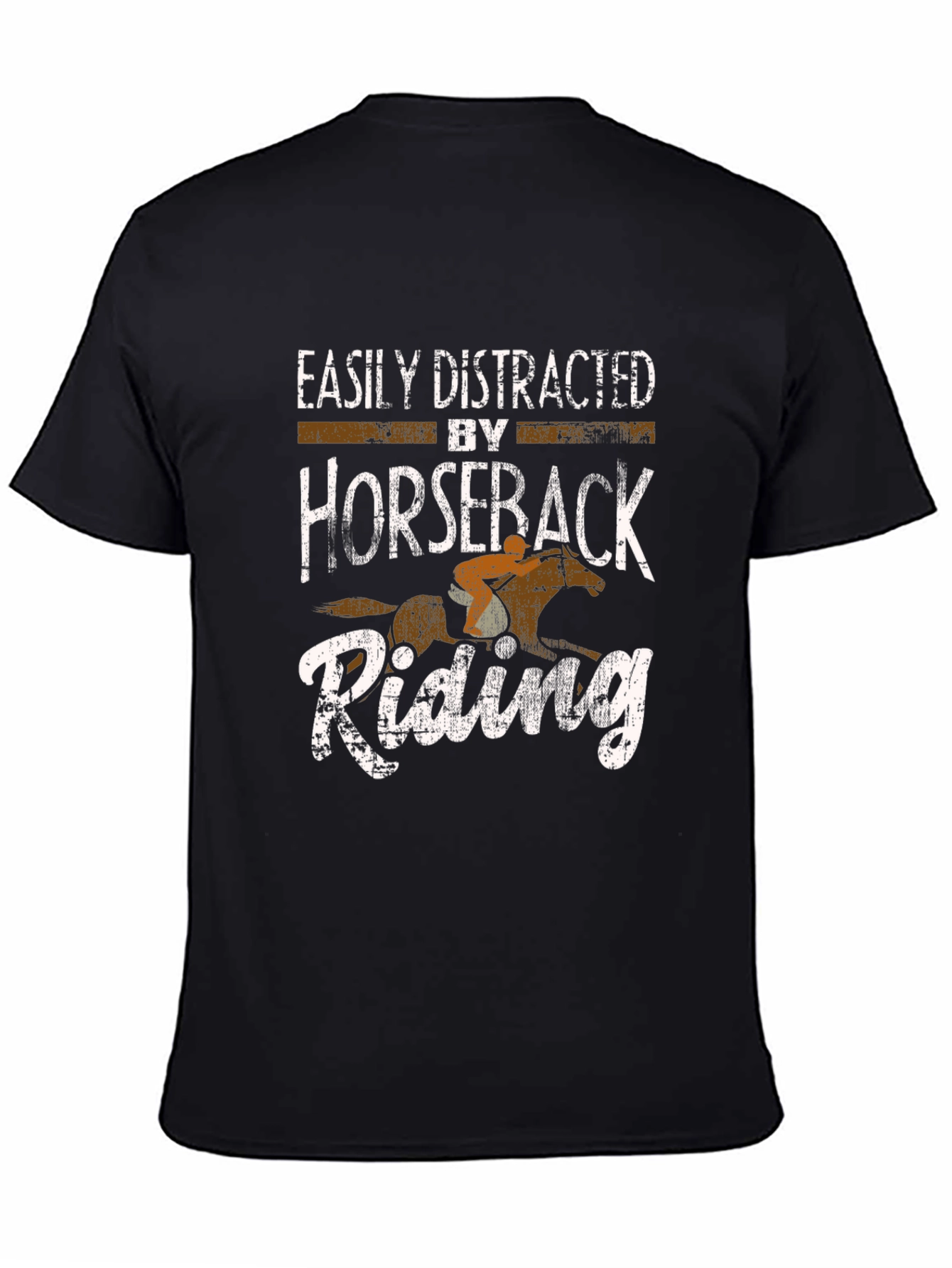 Easily Distracted by Horseback Riding Black Tee