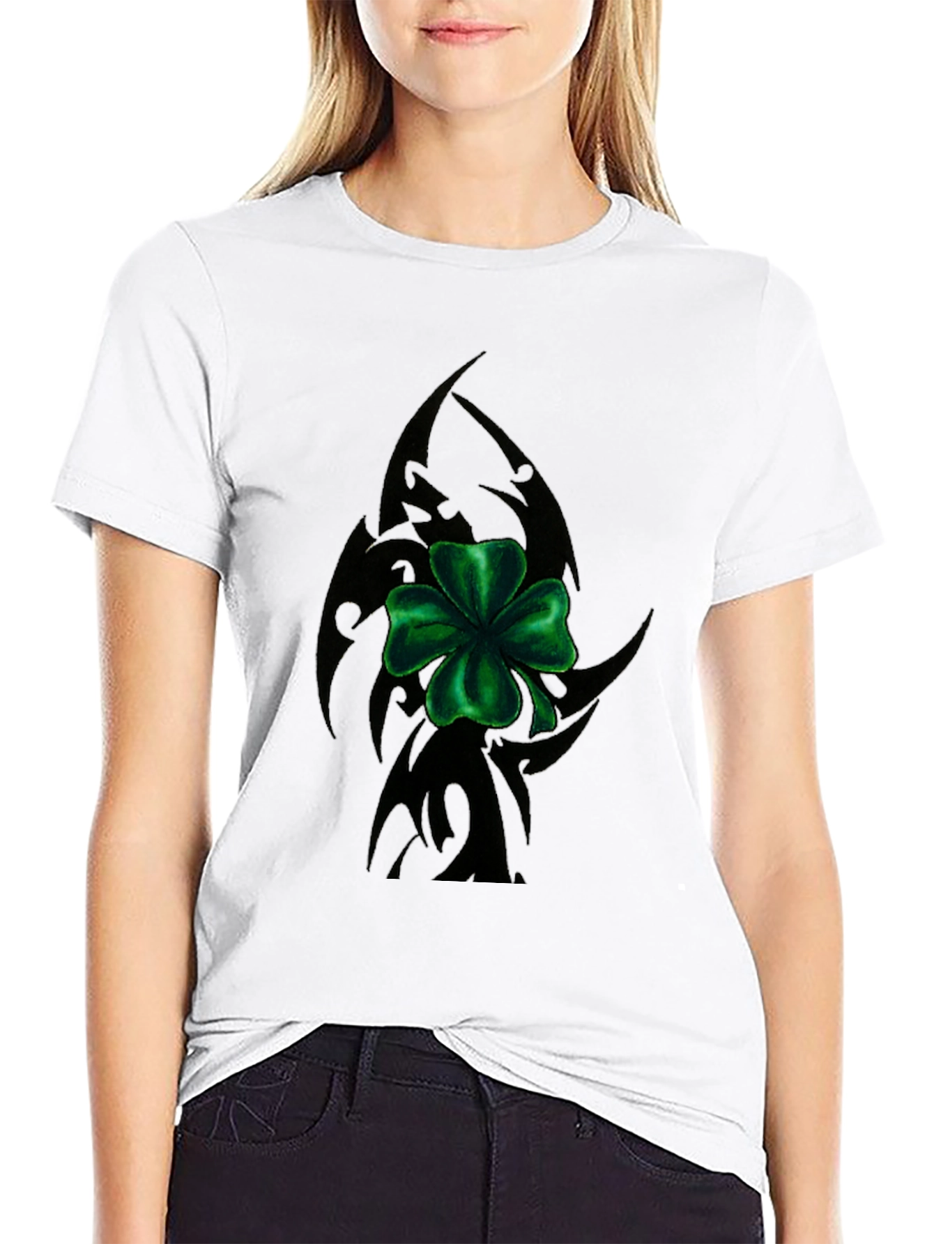 Lucky Clover Tribal Tee - Black