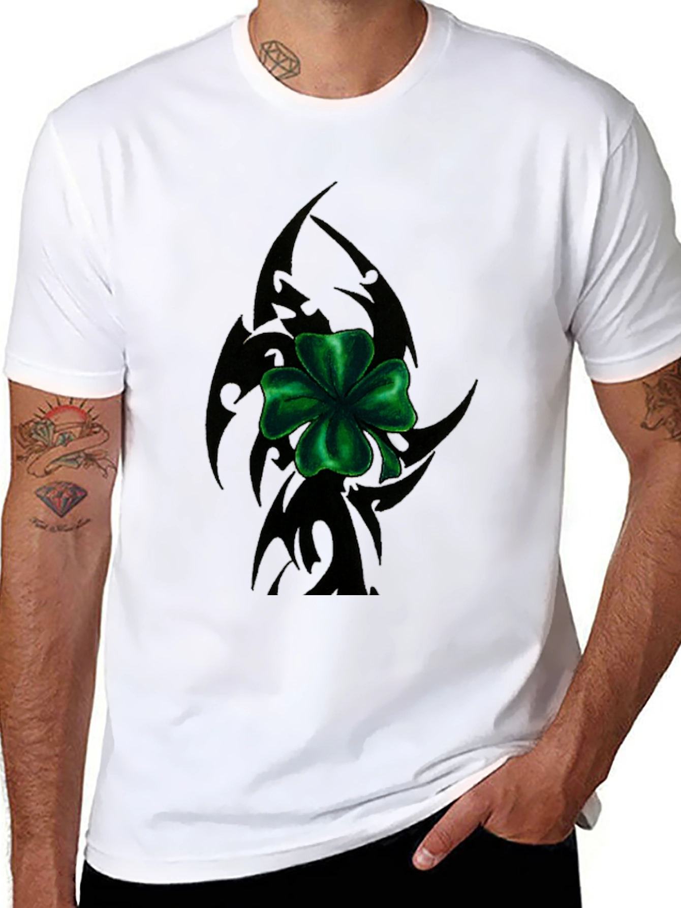 Lucky Clover Tribal Tee - Black