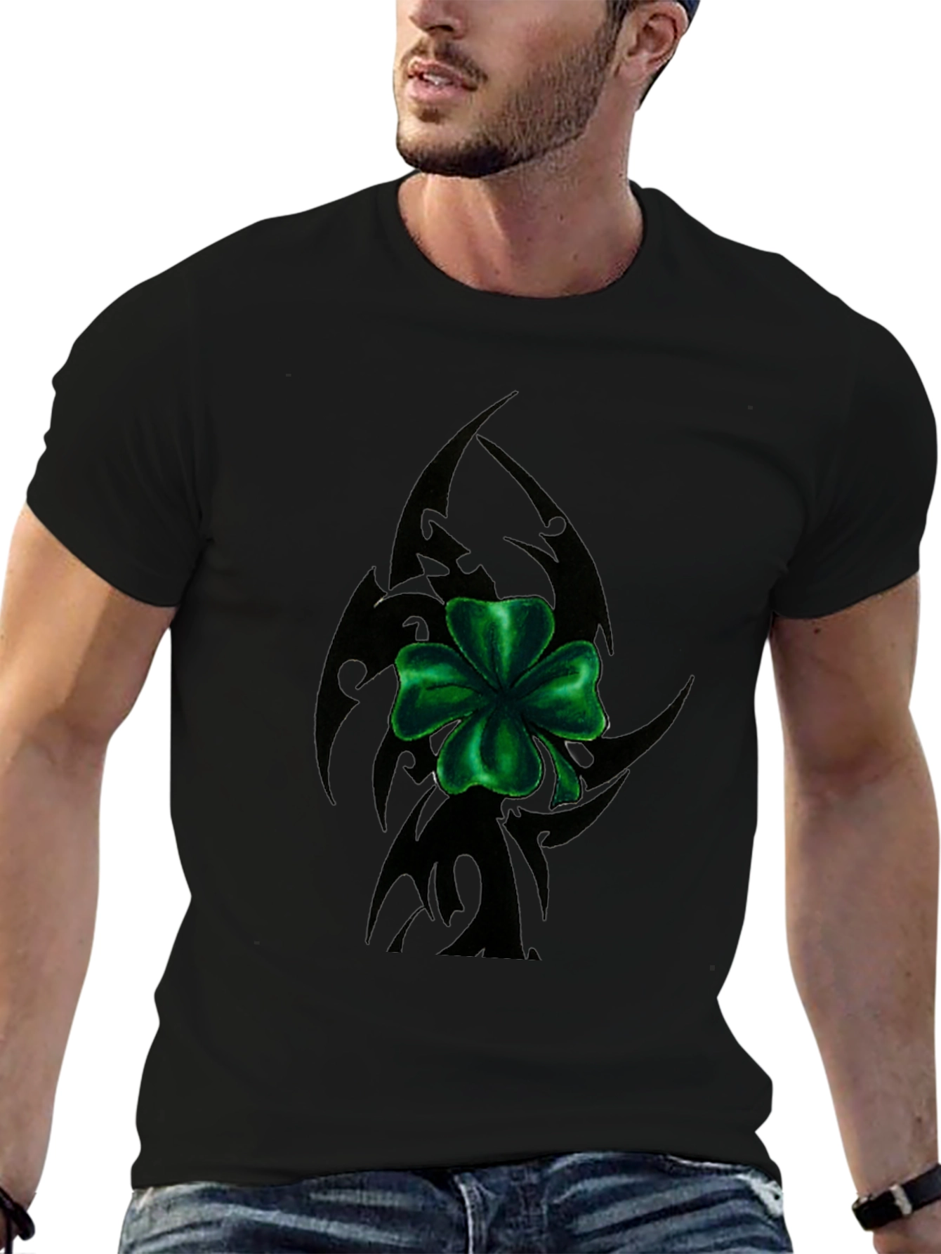 Lucky Clover Tribal Tee - Black