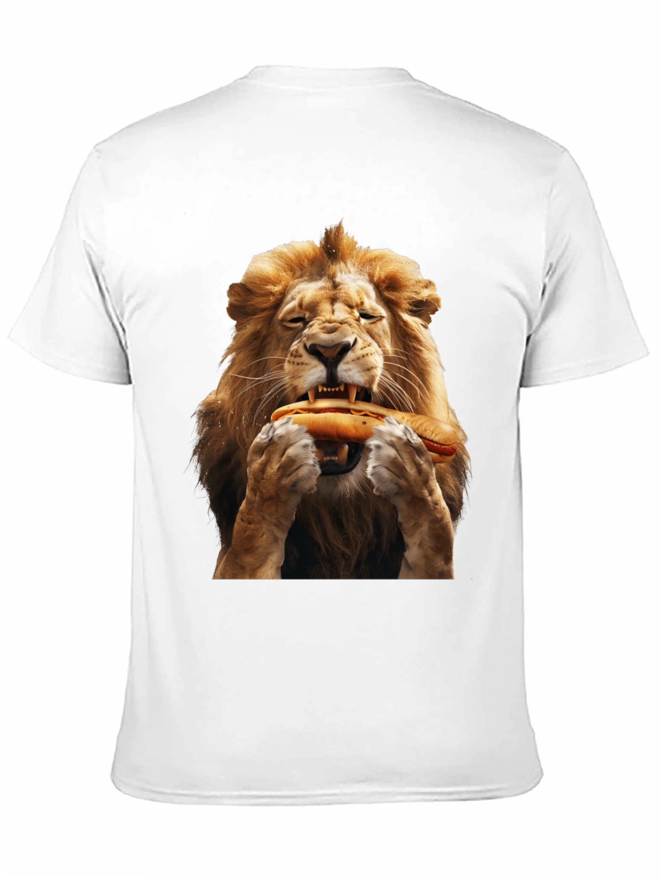Lion Eating Hotdog Graphic T-Shirt