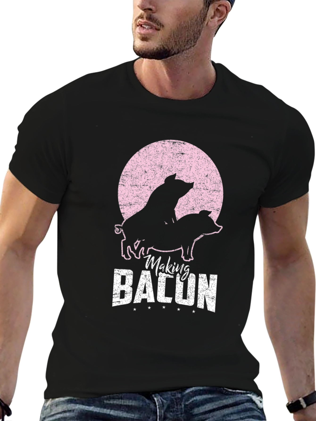Making Bacon Funny Pig Graphic T-Shirt