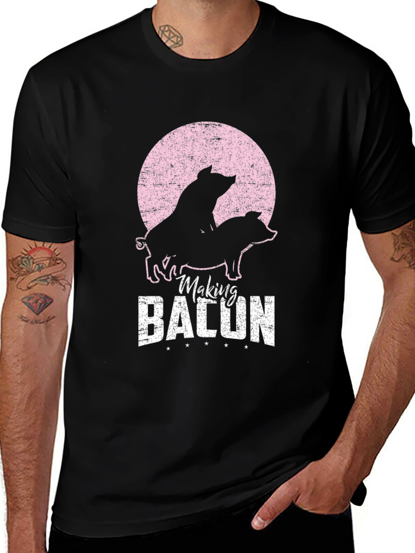Making Bacon Funny Pig Graphic T-Shirt