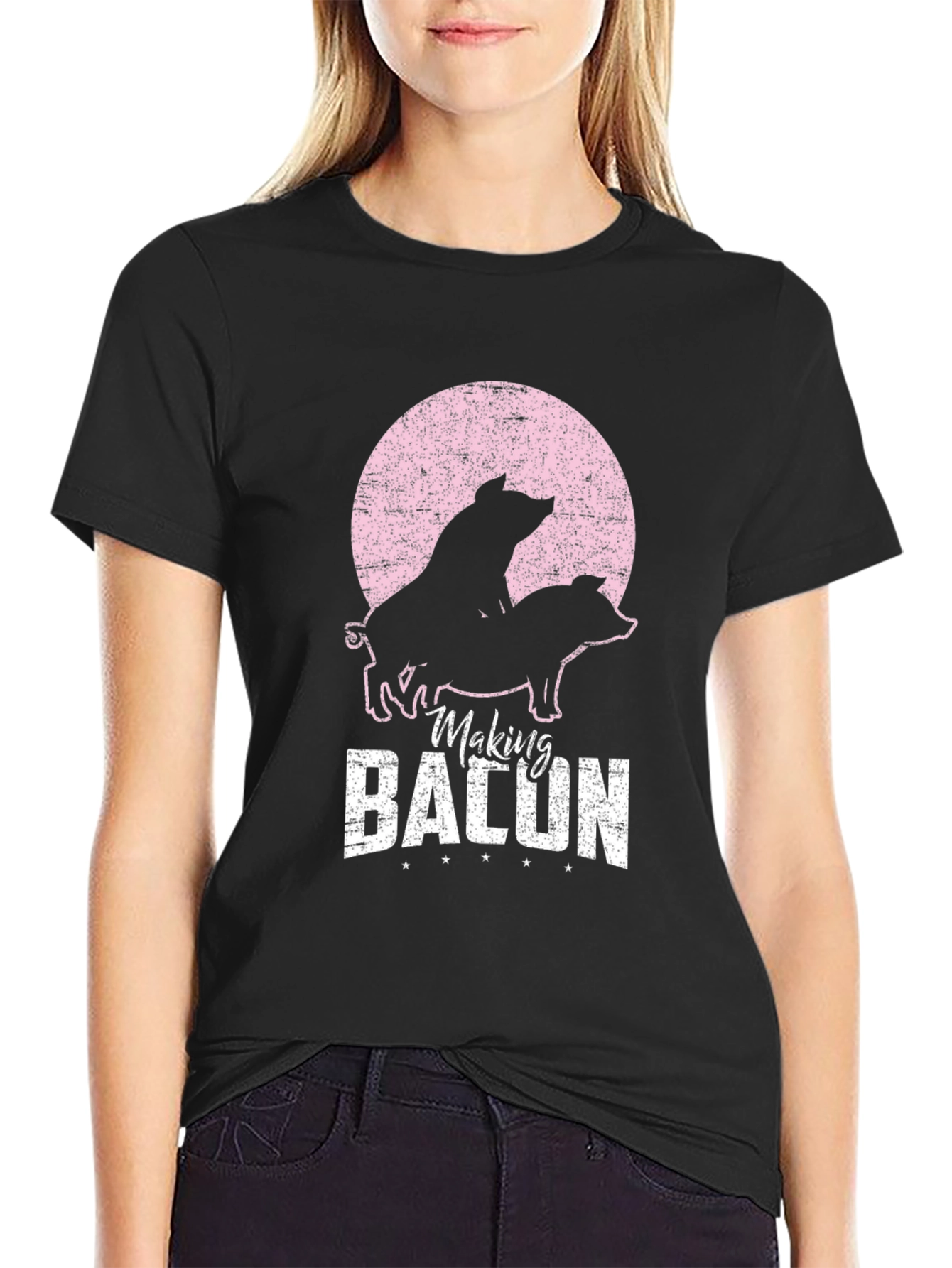 Making Bacon Funny Pig Graphic T-Shirt