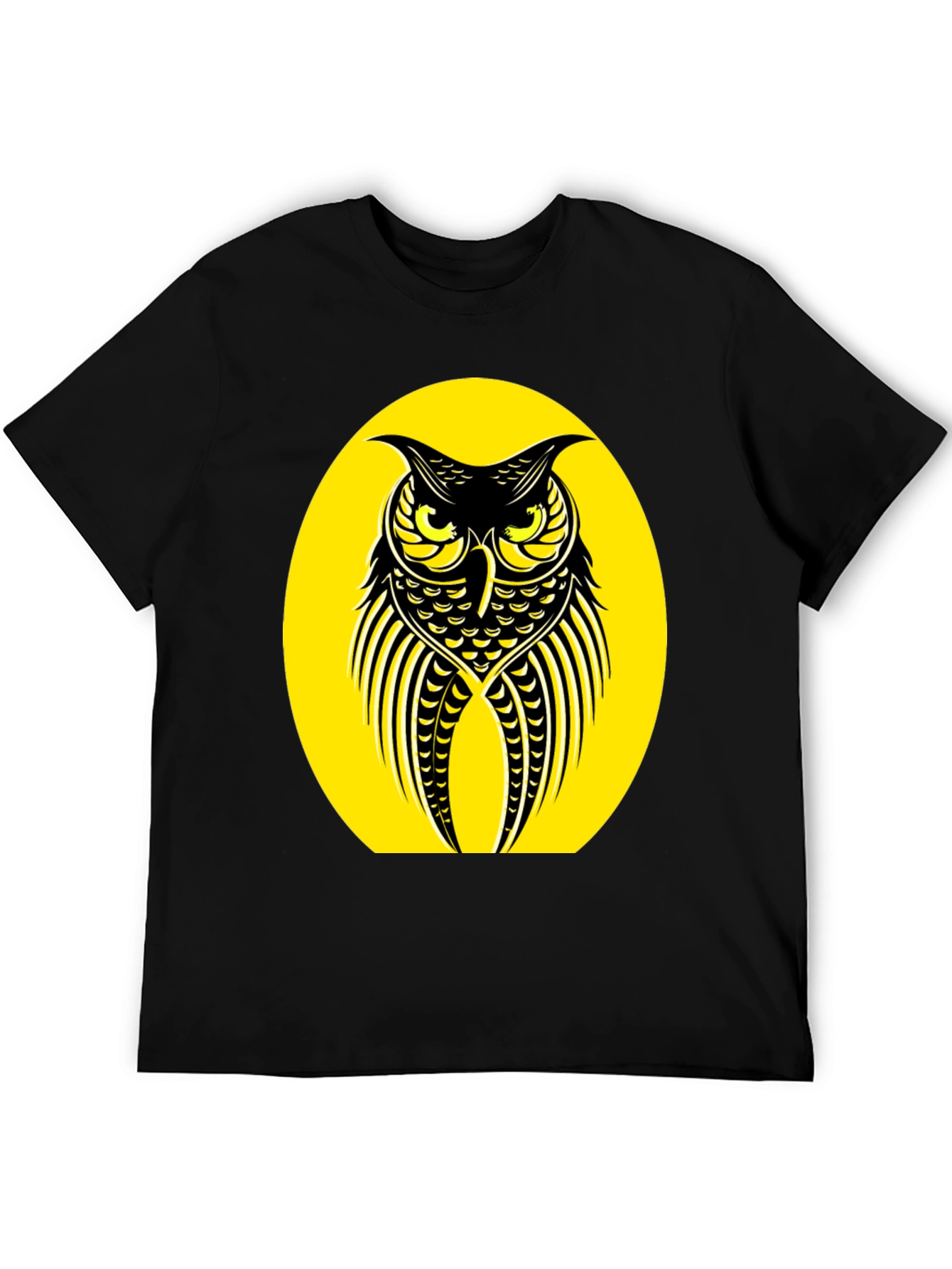 Owl Graphic Tee - Black Crew Neck T-Shirt