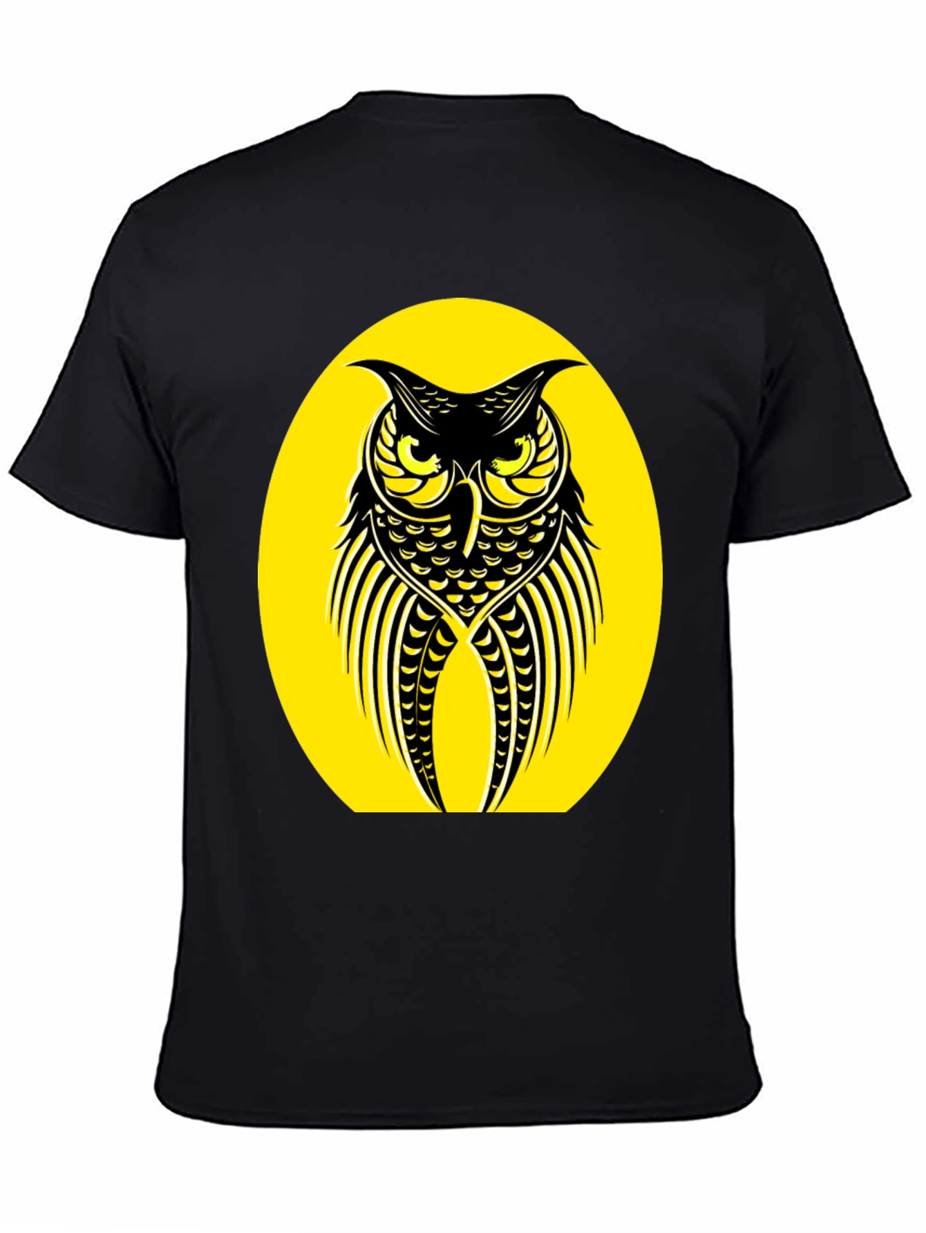 Owl Graphic Tee - Black Crew Neck T-Shirt