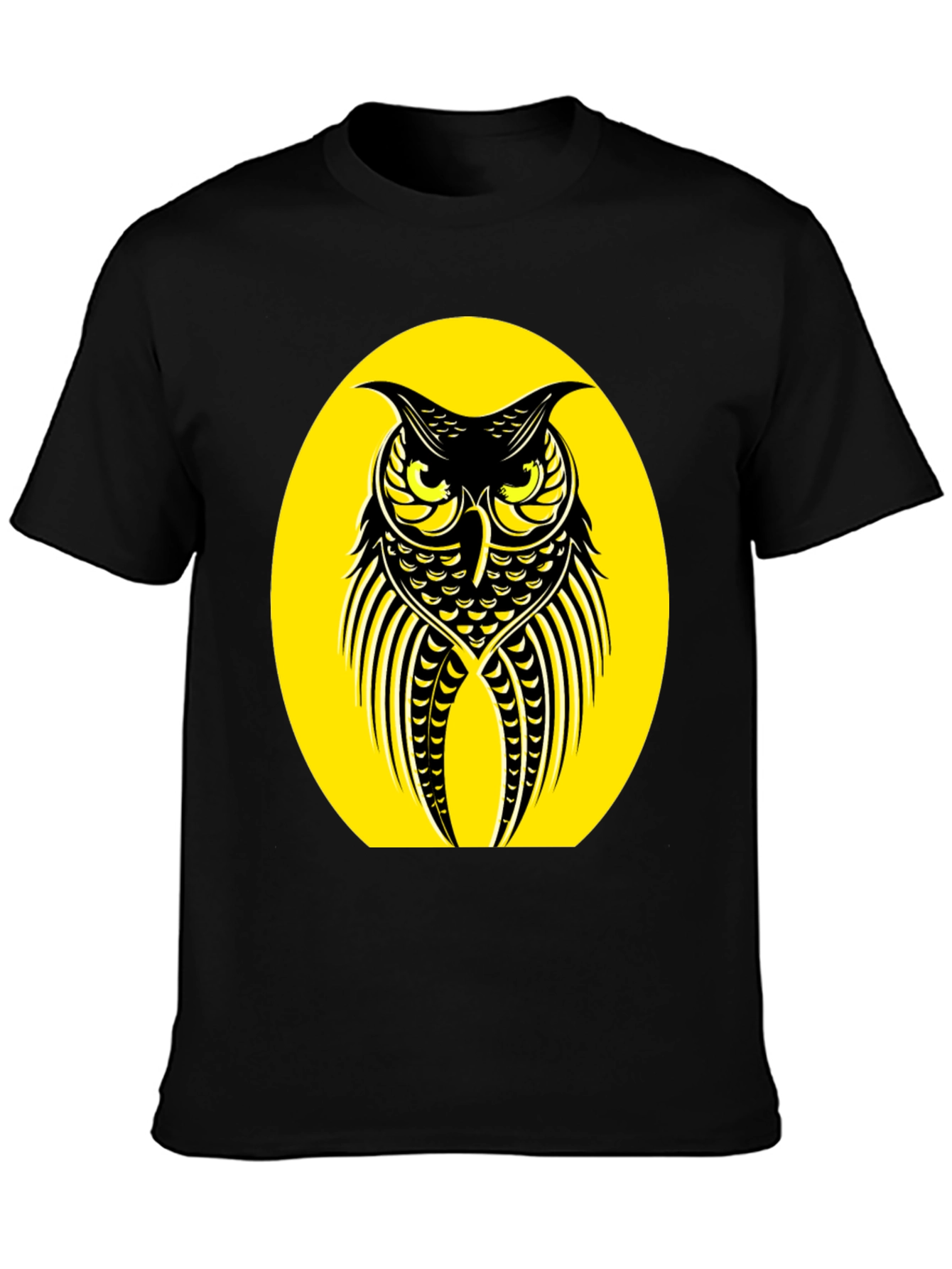 Owl Graphic Tee - Black Crew Neck T-Shirt