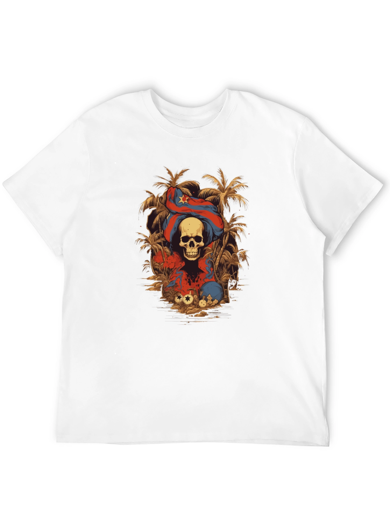 Skull & Cuba Flag Graphic Tee - Island Vibes