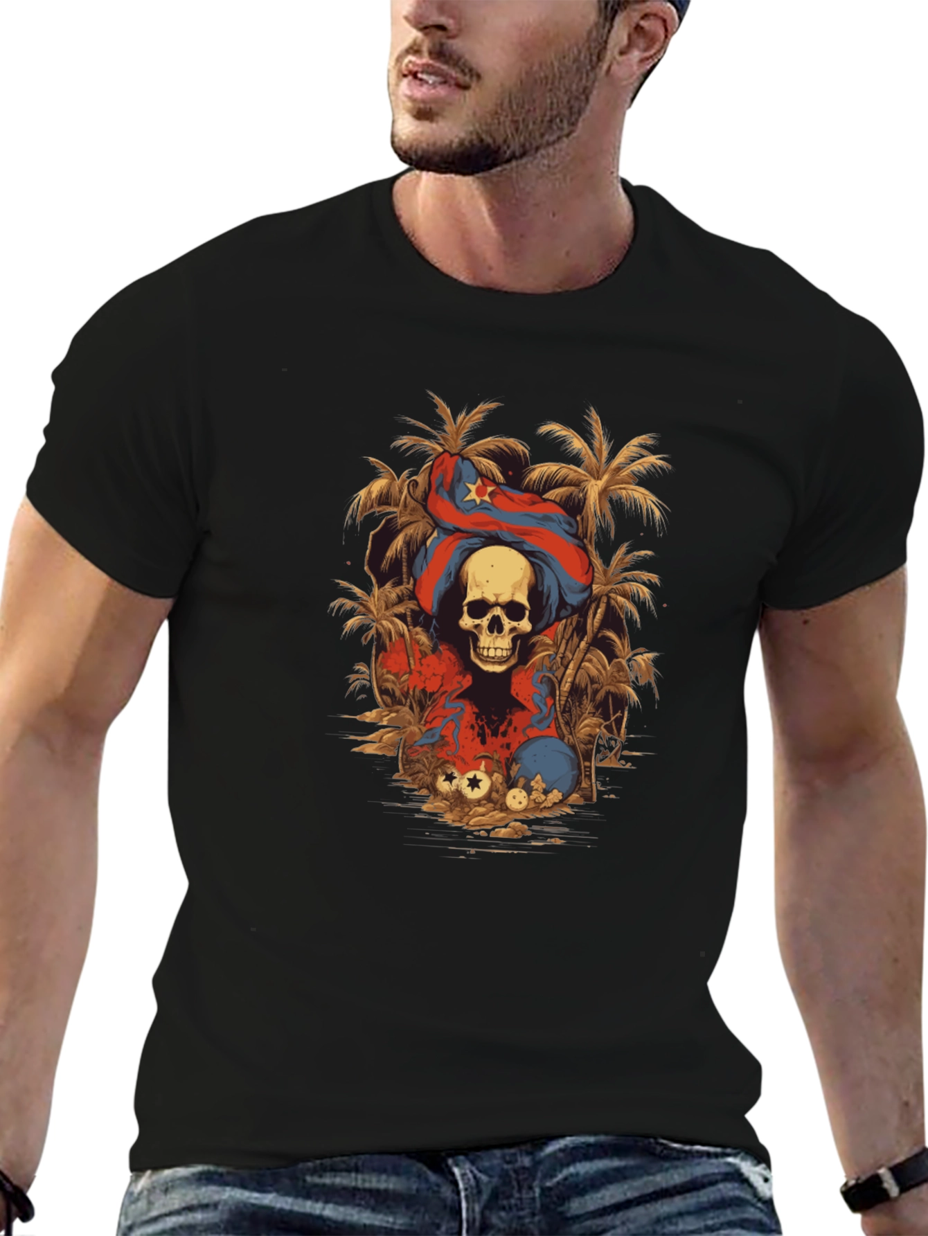 Skull & Cuba Flag Graphic Tee - Island Vibes