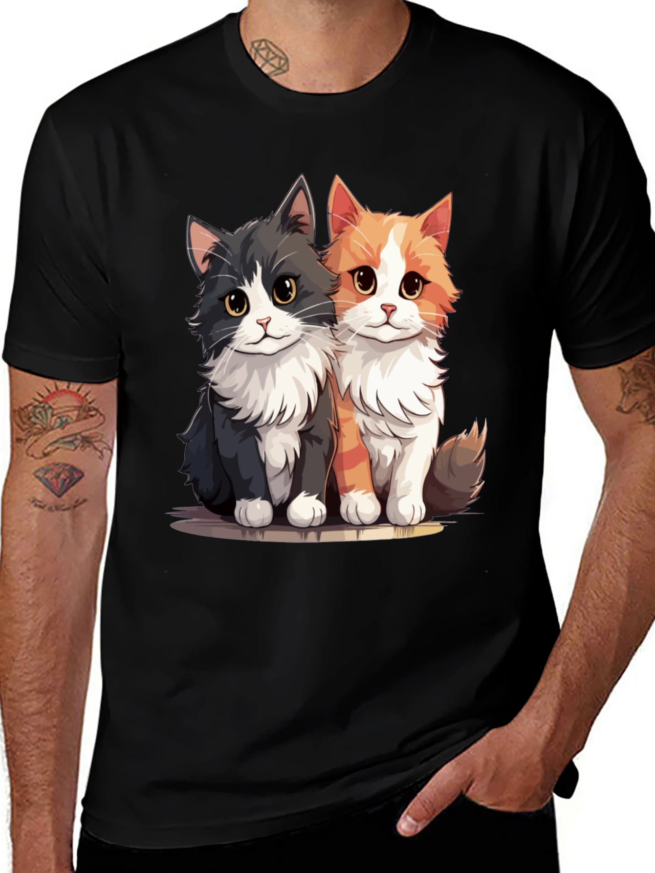 Cute Cats Black T-Shirt