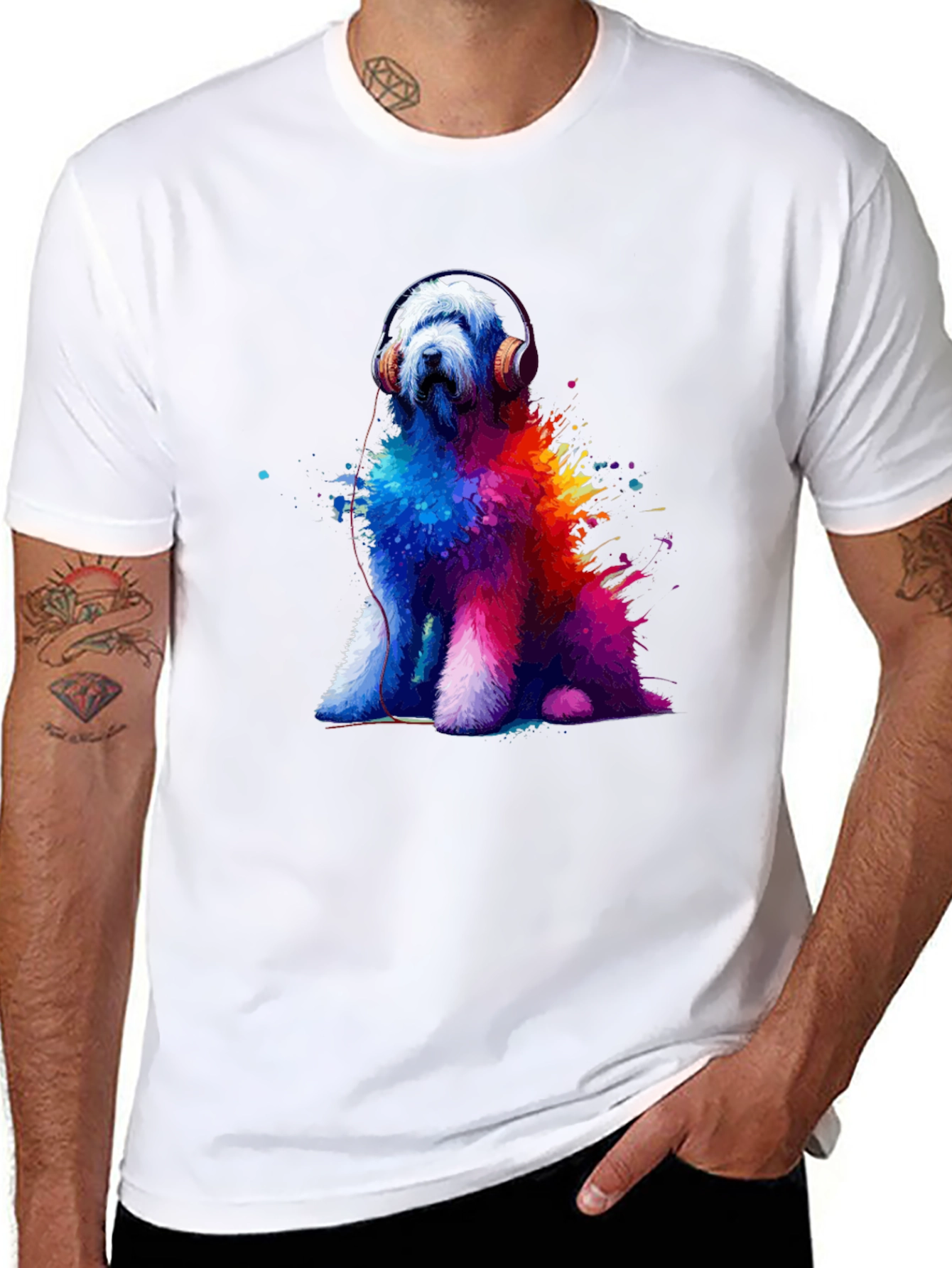 Dog with Headphones Graphic Tee