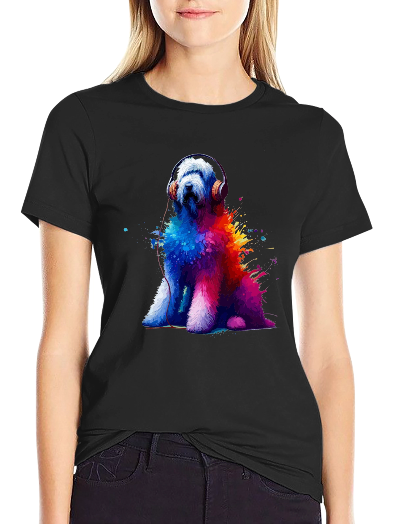 Dog with Headphones Graphic Tee