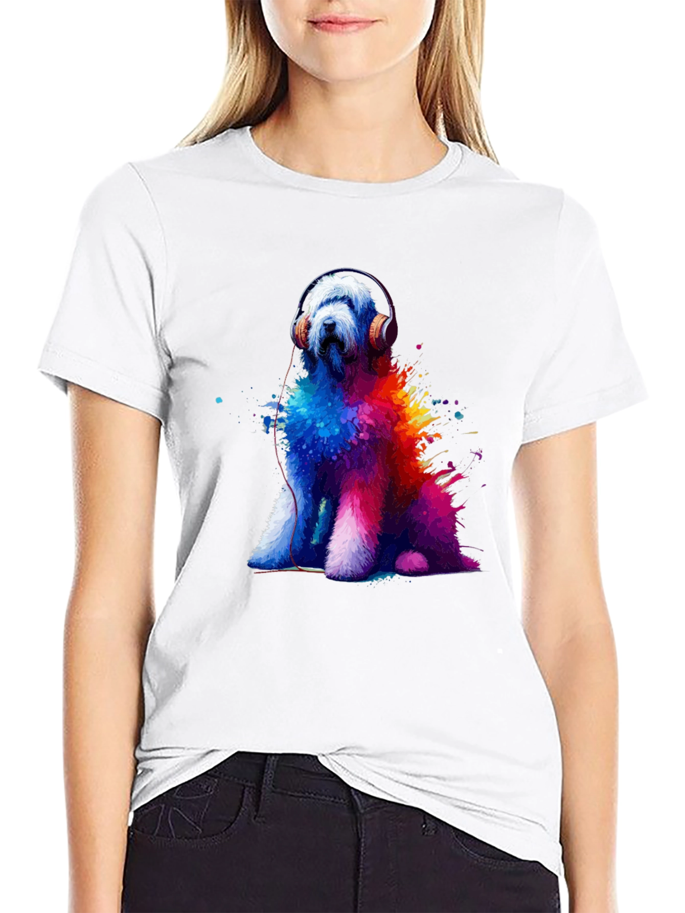 Dog with Headphones Graphic Tee