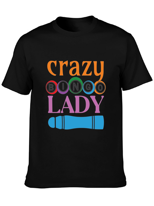 Crazy Bingo Lady Graphic T-Shirt