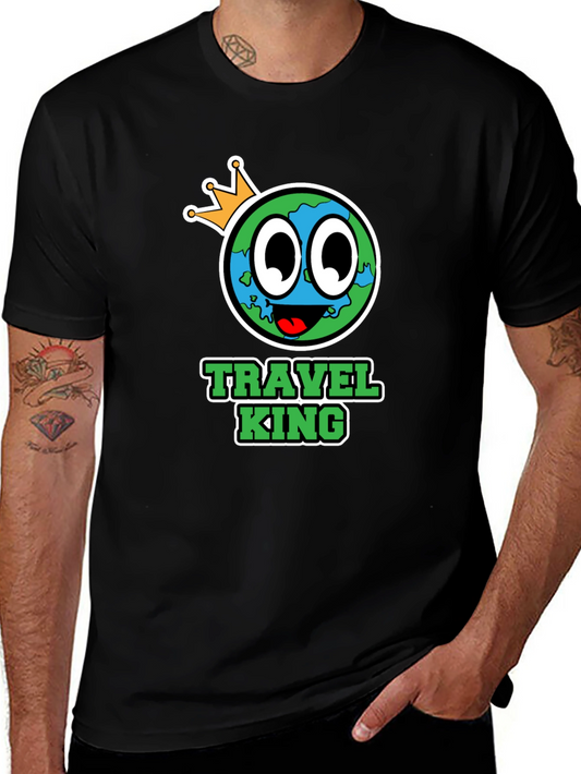 Travel King Graphic T-Shirt - Mens Black Tee