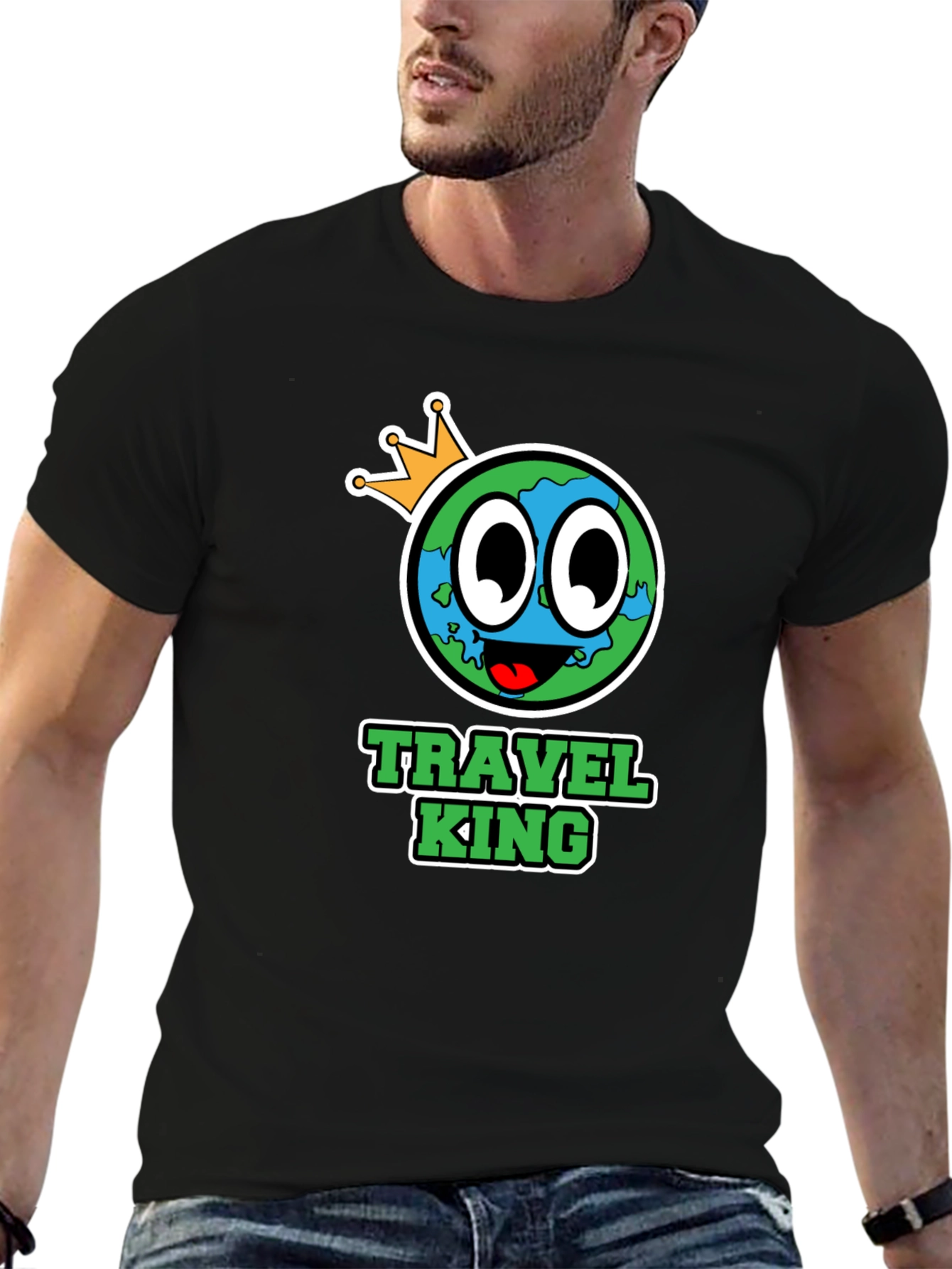 Travel King Graphic T-Shirt - Mens Black Tee