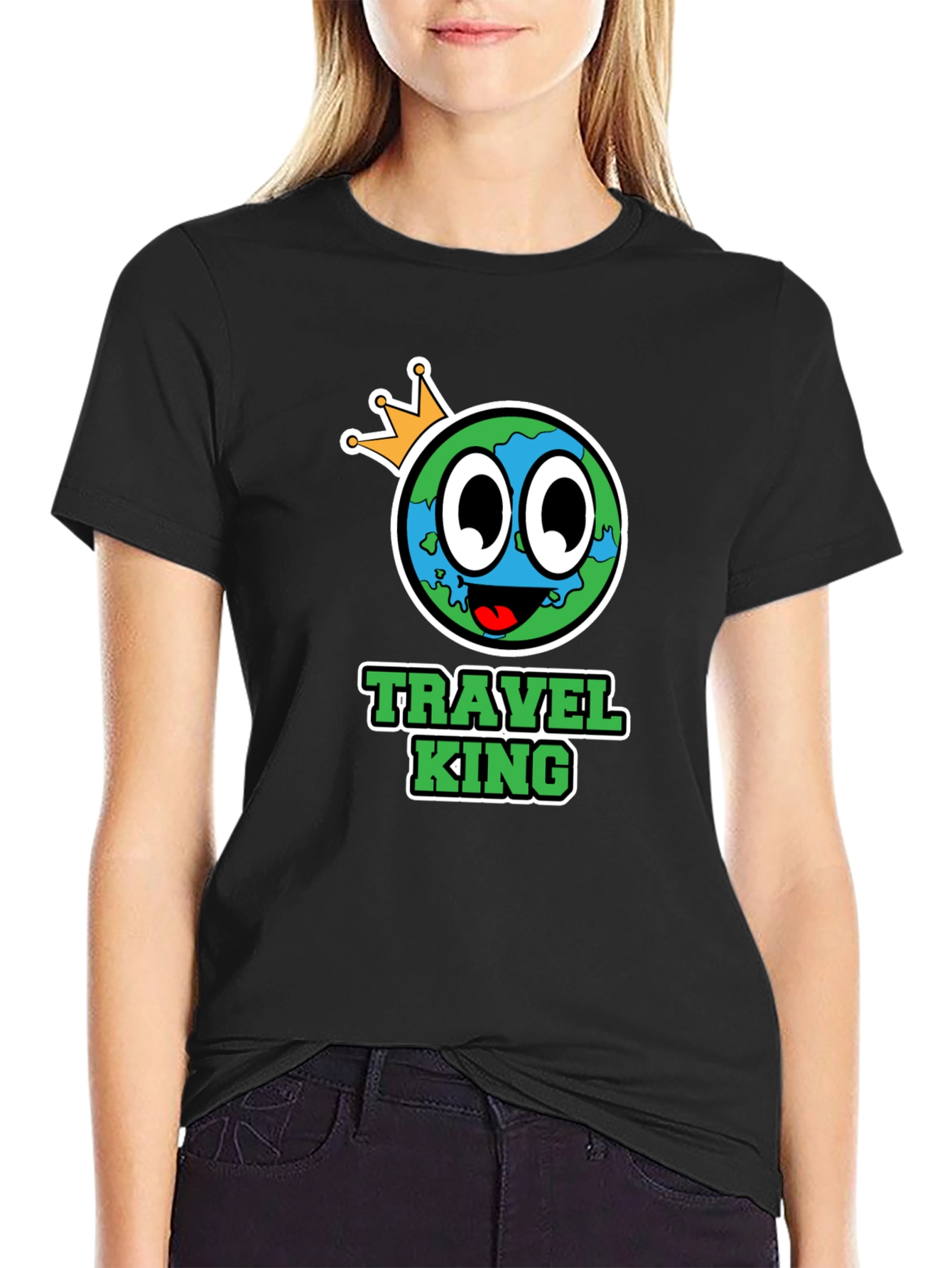 Travel King Graphic T-Shirt - Mens Black Tee