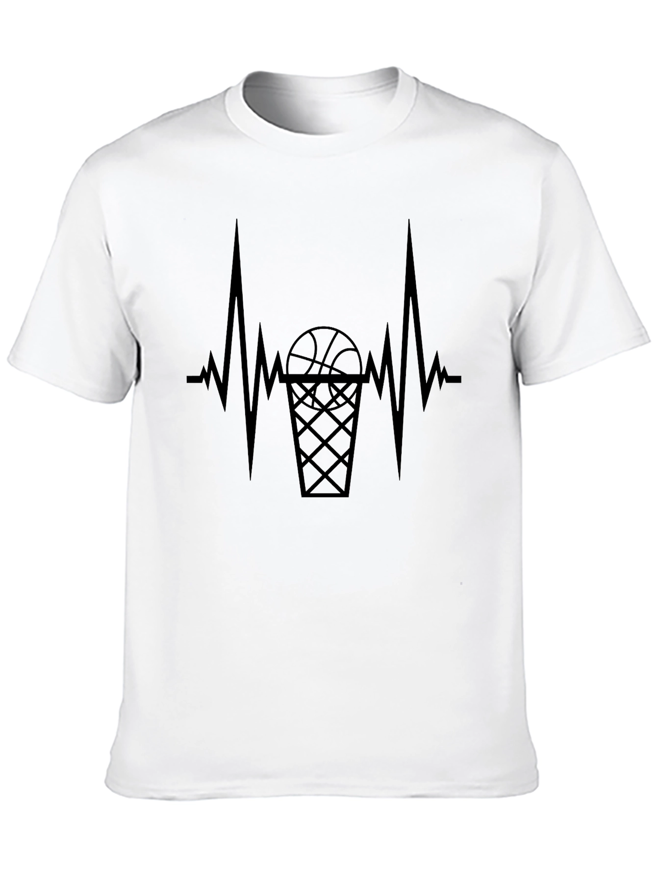 Basketball Heartbeat Graphic Tee - Black