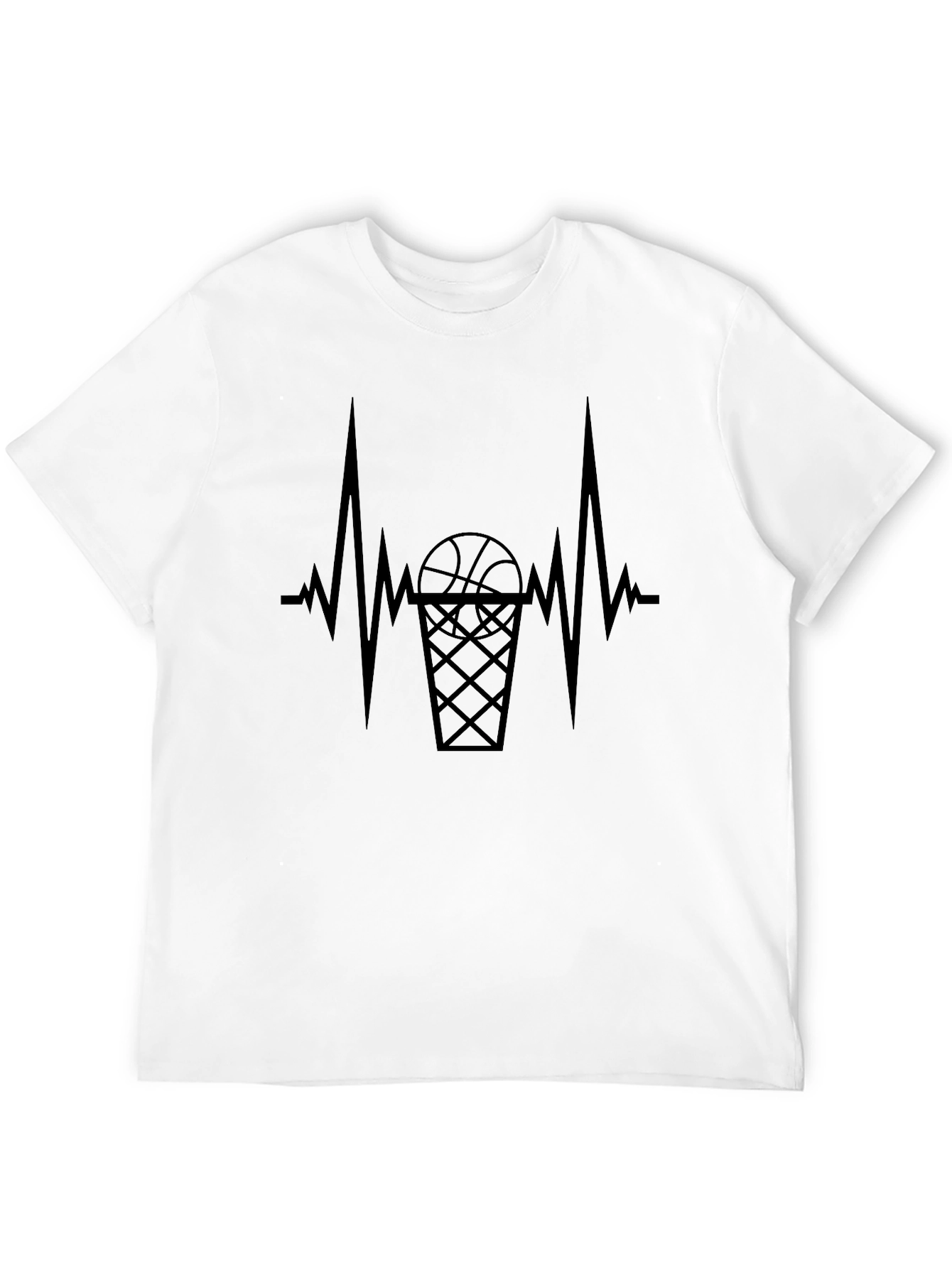 Basketball Heartbeat Graphic Tee - Black
