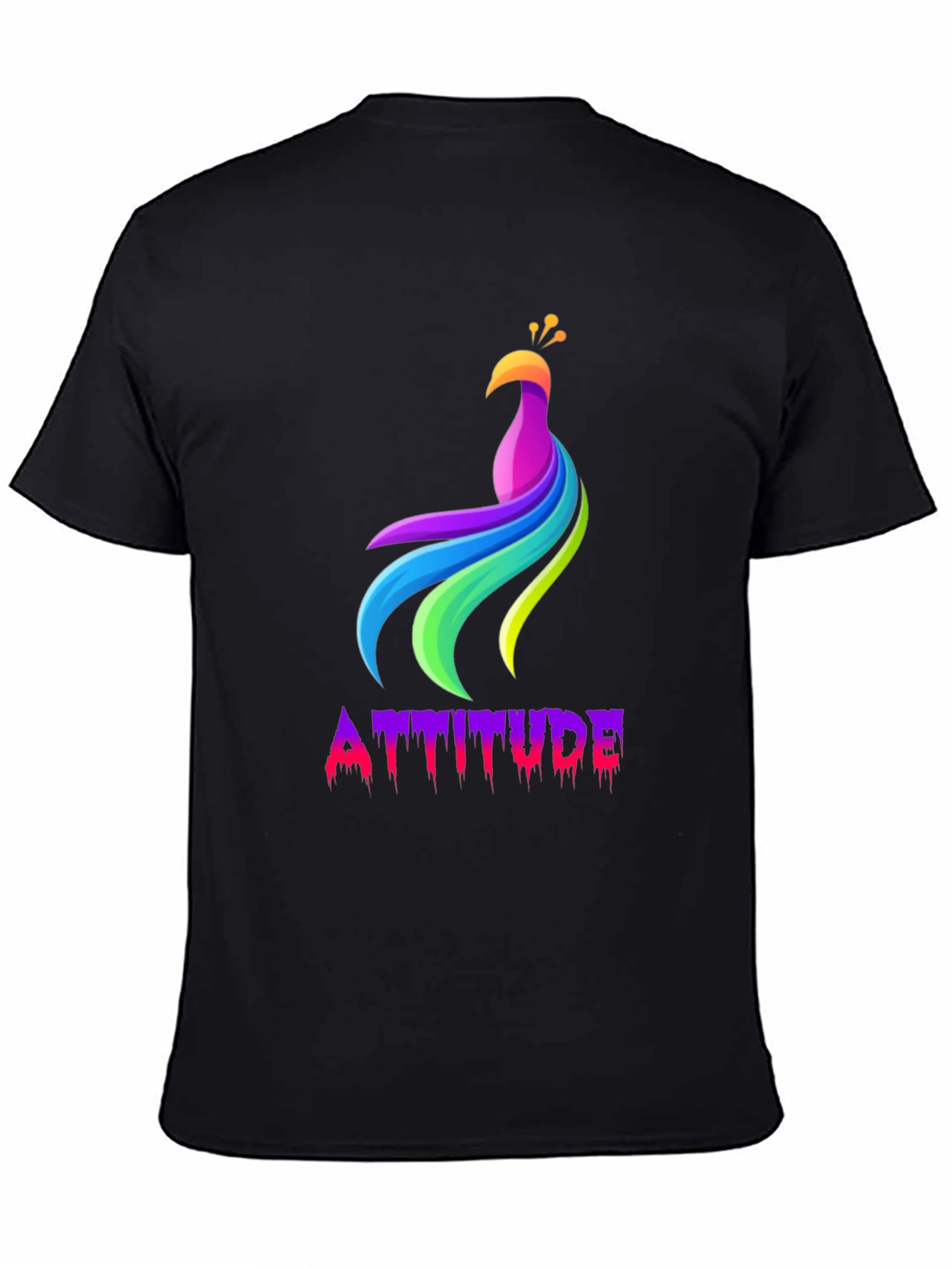 Mens Black Attitude Peacock Graphic Tee