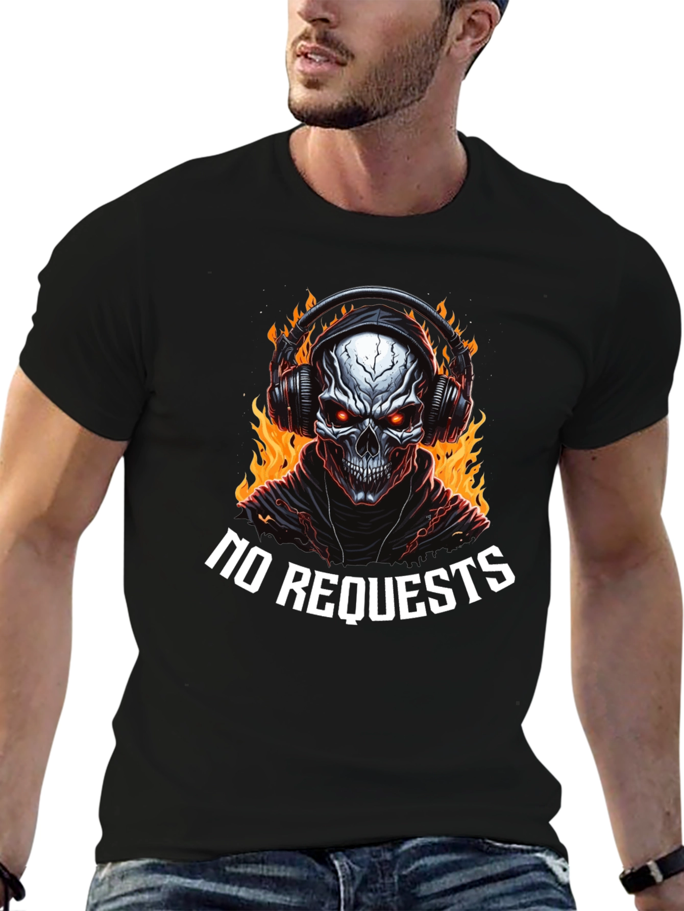 Fiery Skull Graphic Tee - No Requests