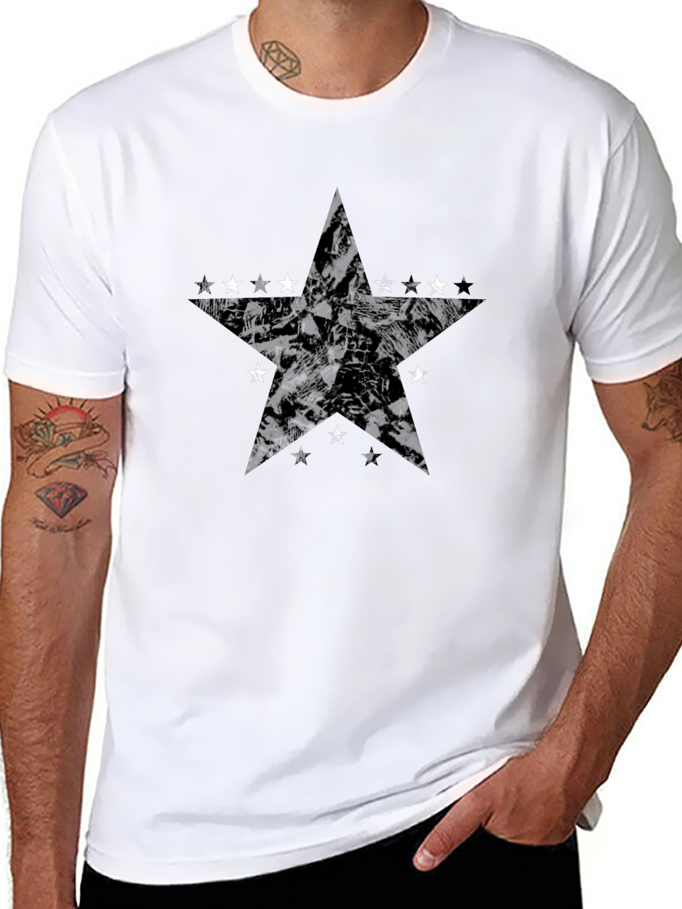 Stylish Black Star Graphic Tee - Modern Design