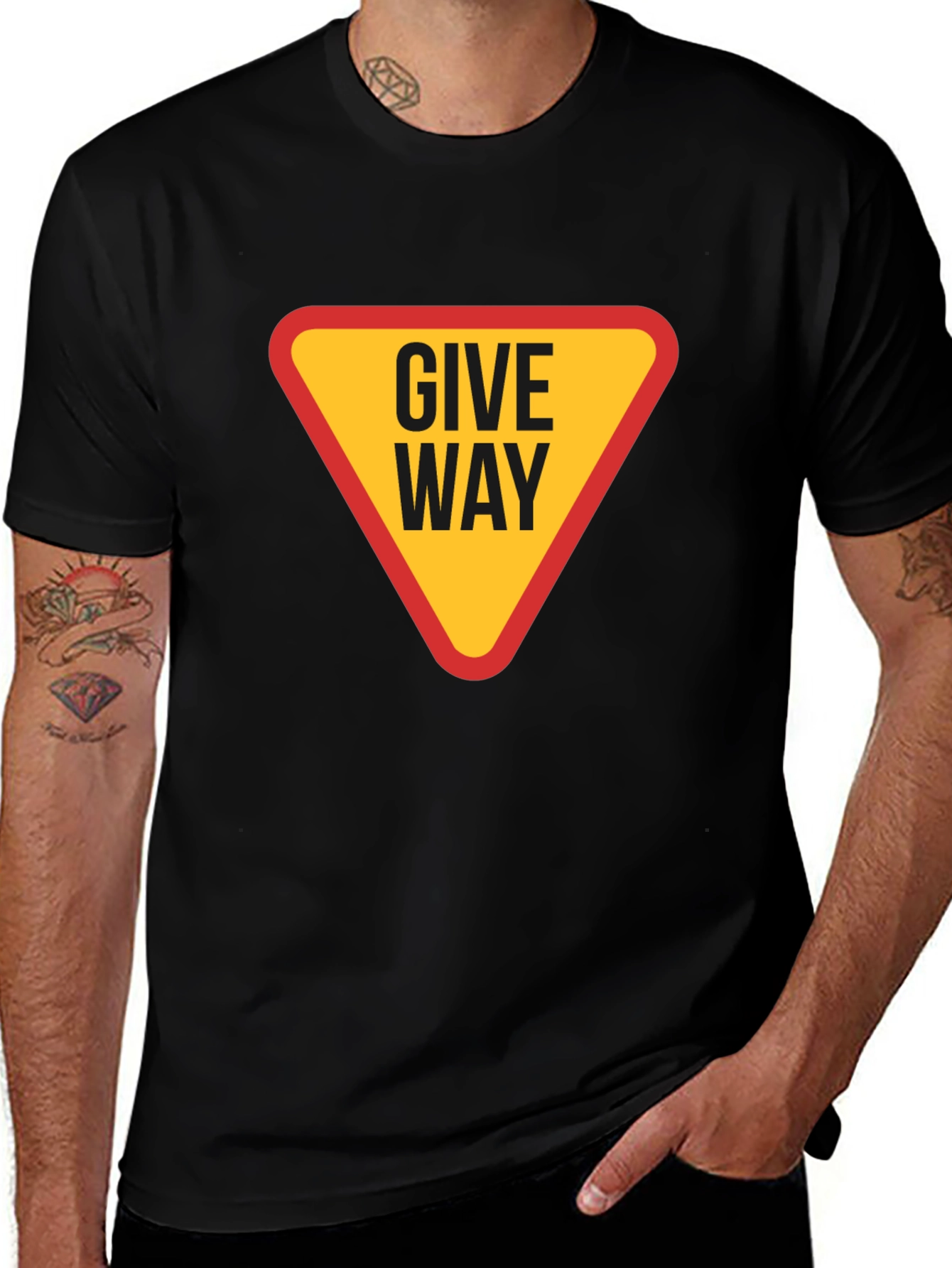 Give Way Graphic T-Shirt - Black Cotton Tee