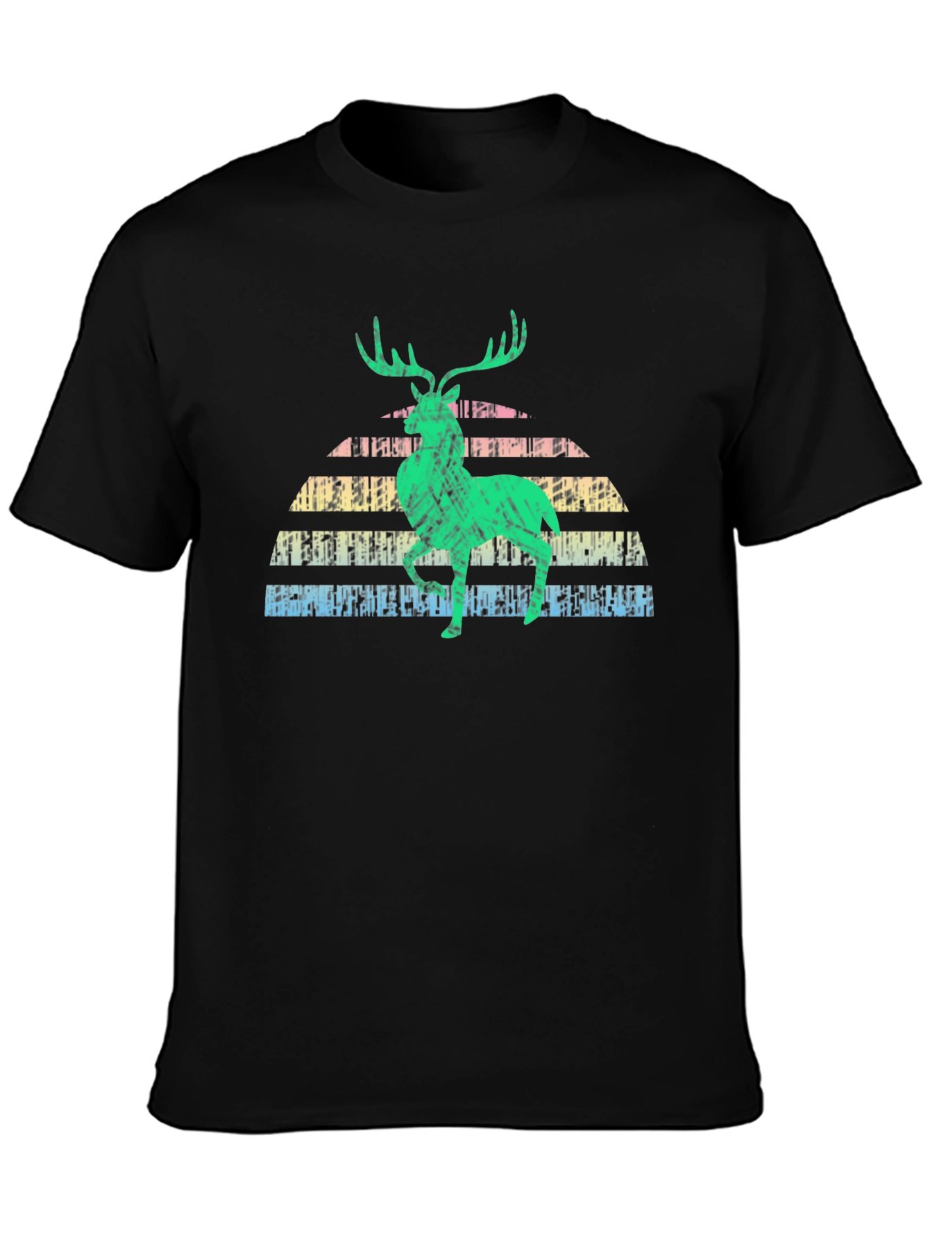 Retro Deer Graphic Tee - Black
