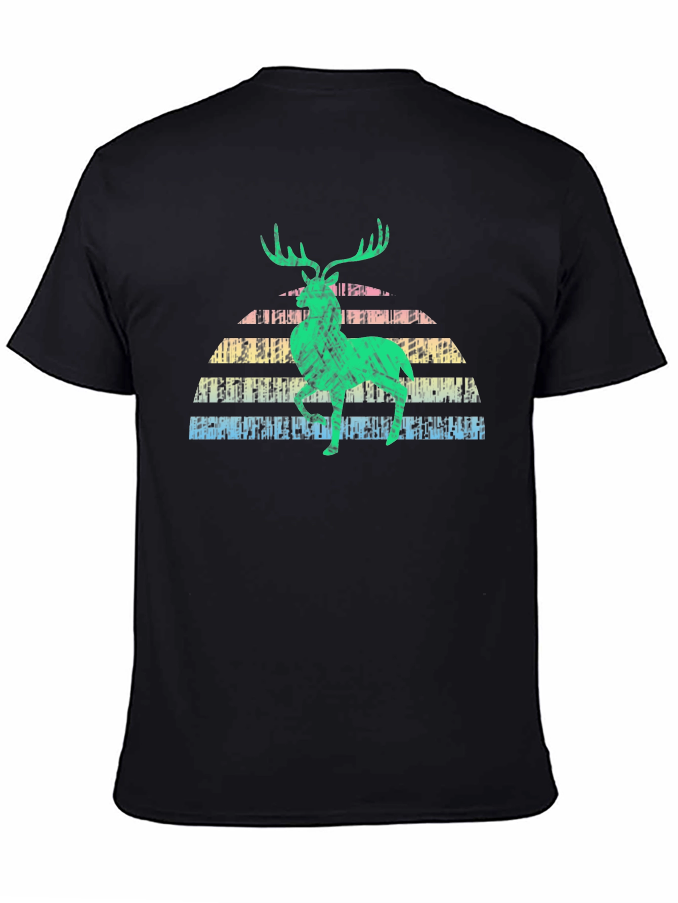 Retro Deer Graphic Tee - Black