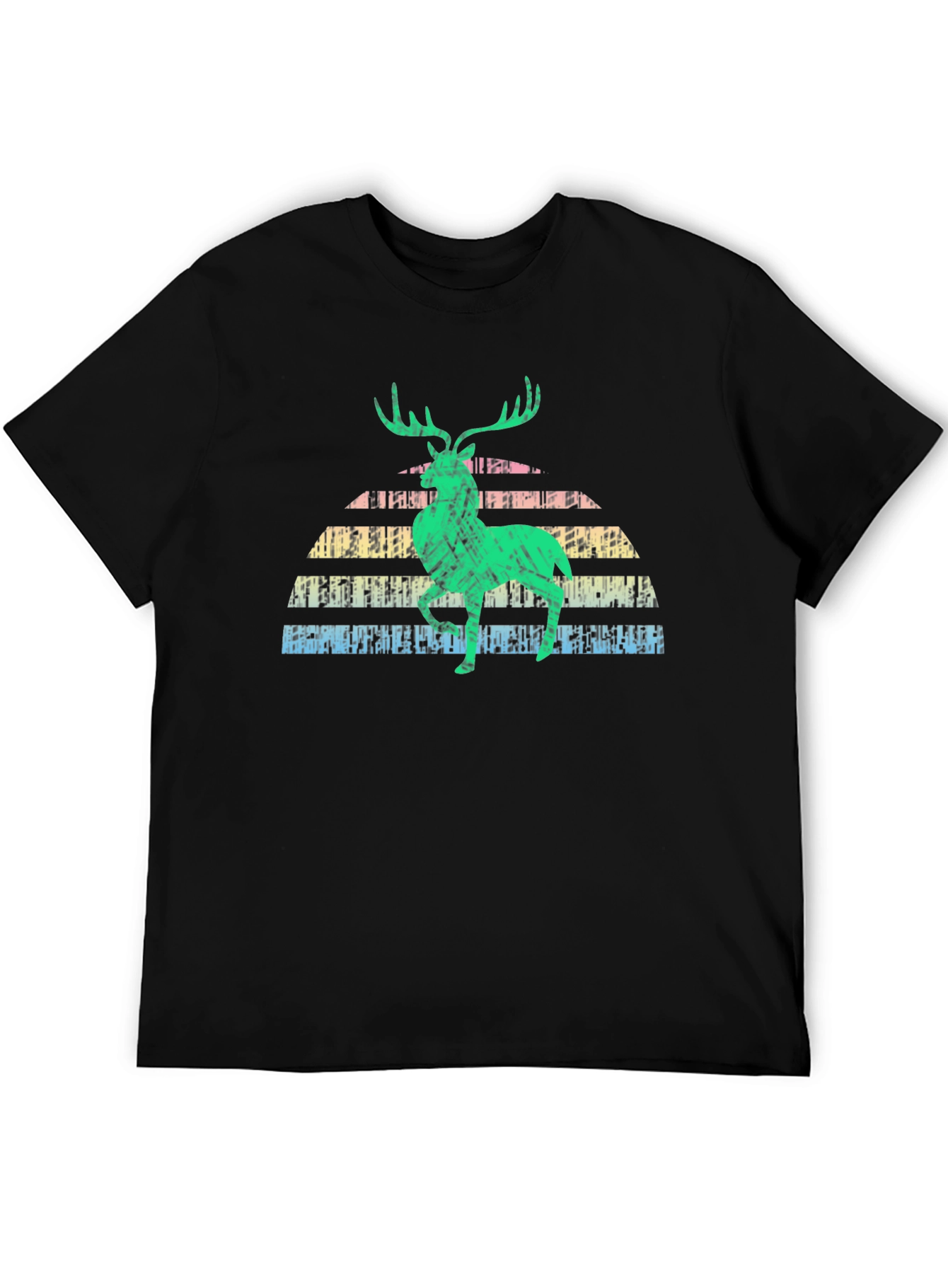 Retro Deer Graphic Tee - Black