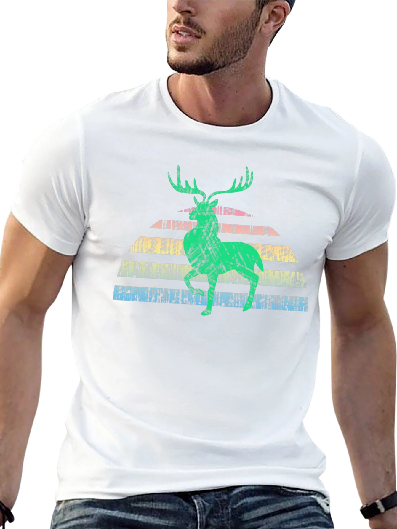Retro Deer Graphic Tee - Black