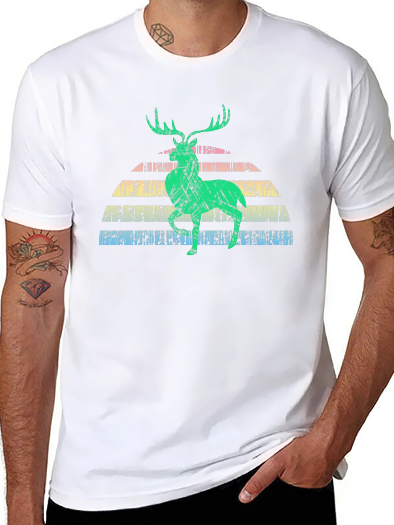Retro Deer Graphic Tee - Black