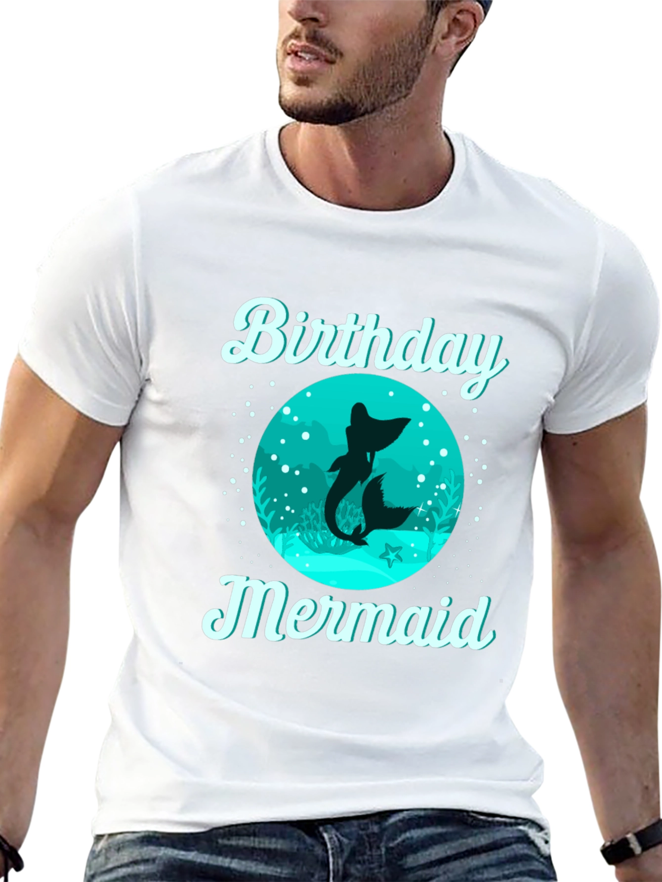 Birthday Mermaid T-Shirt - Black Cotton Tee
