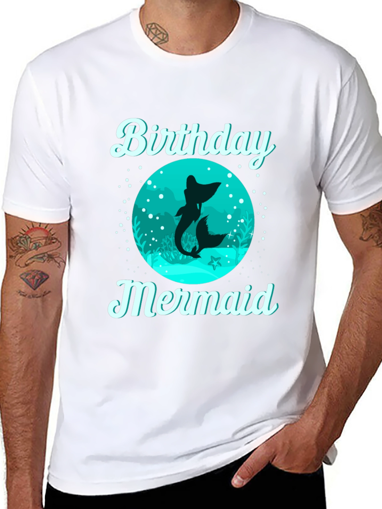Birthday Mermaid T-Shirt - Black Cotton Tee