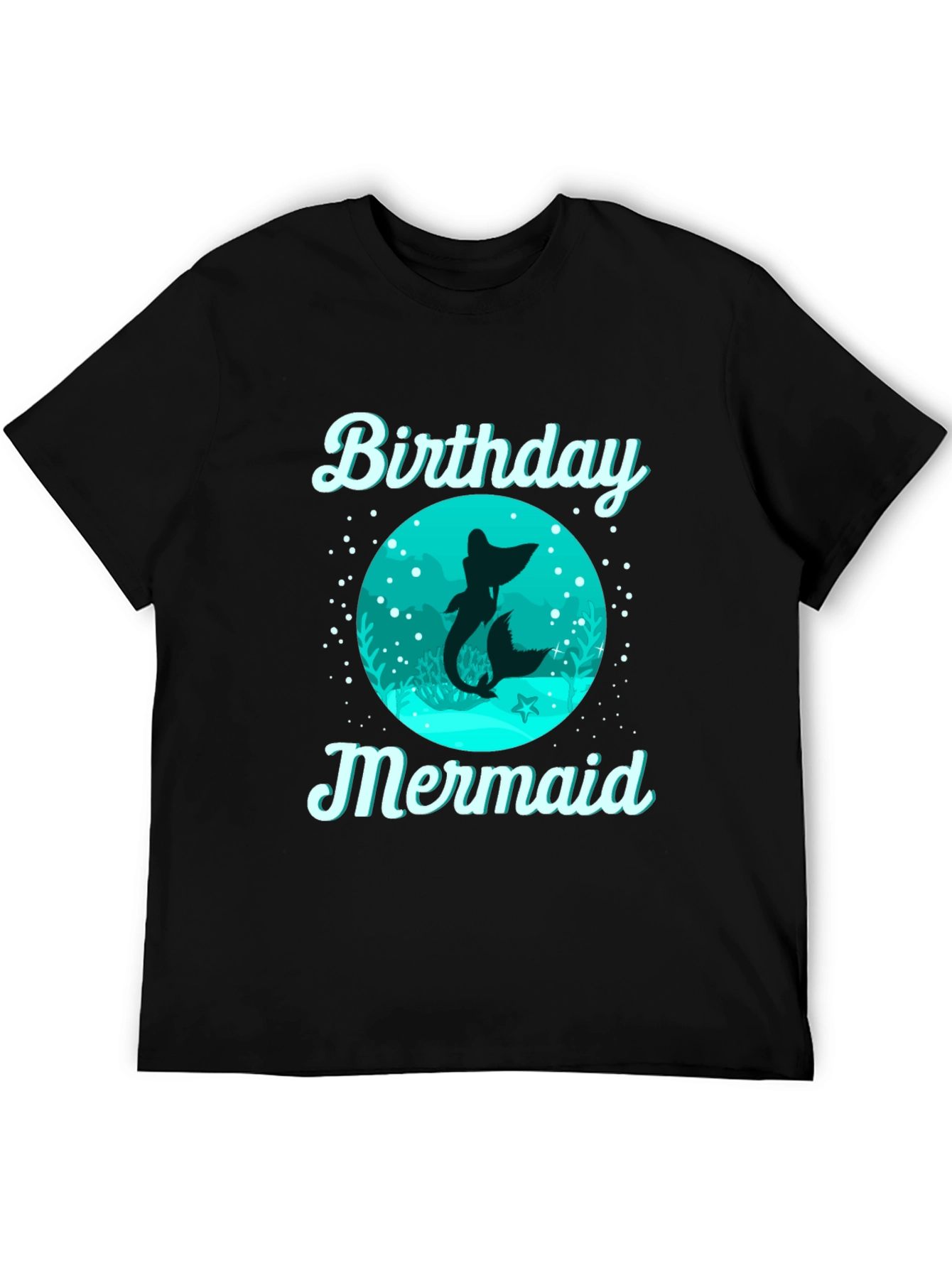 Birthday Mermaid T-Shirt - Black Cotton Tee