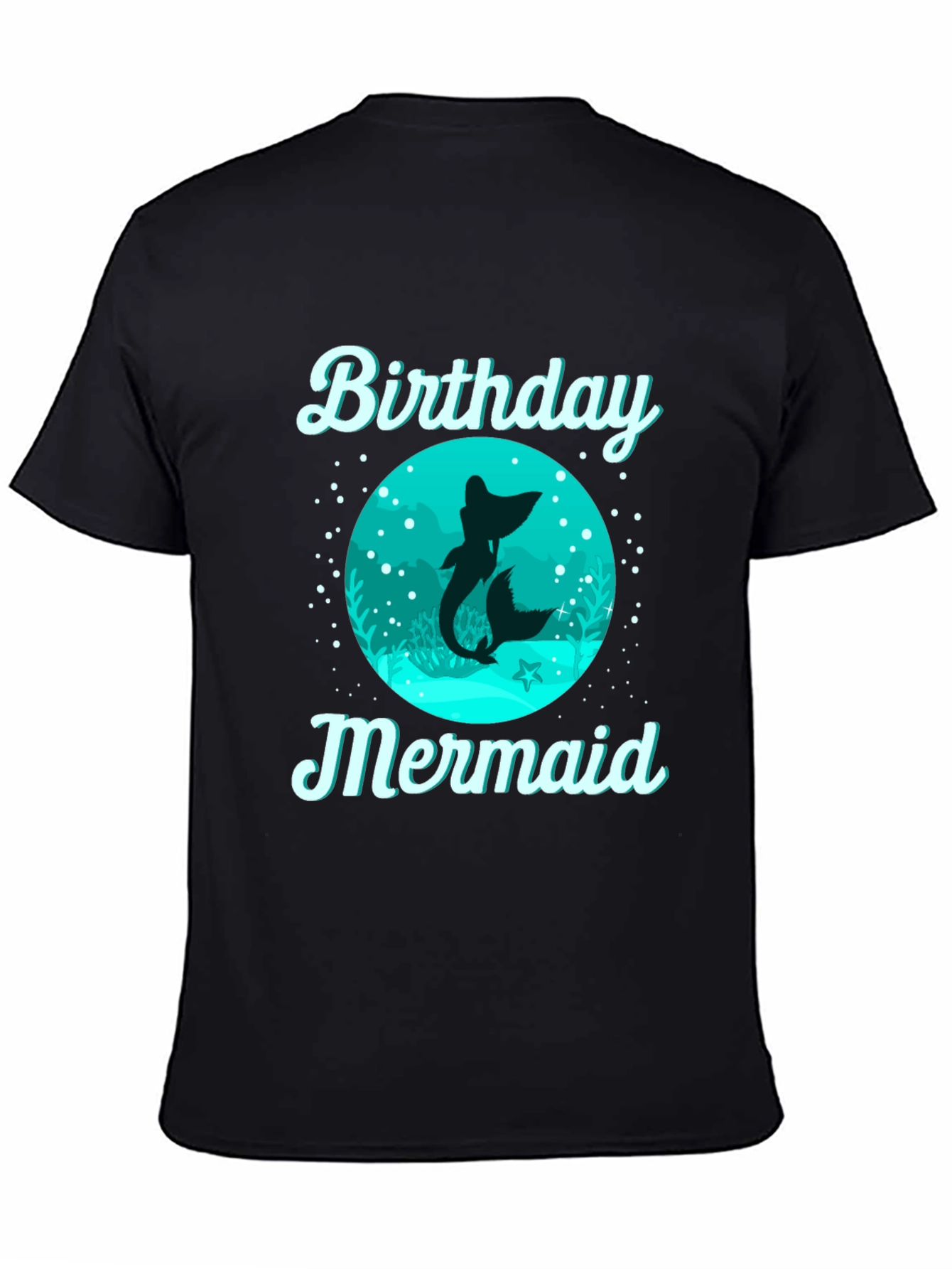Birthday Mermaid T-Shirt - Black Cotton Tee