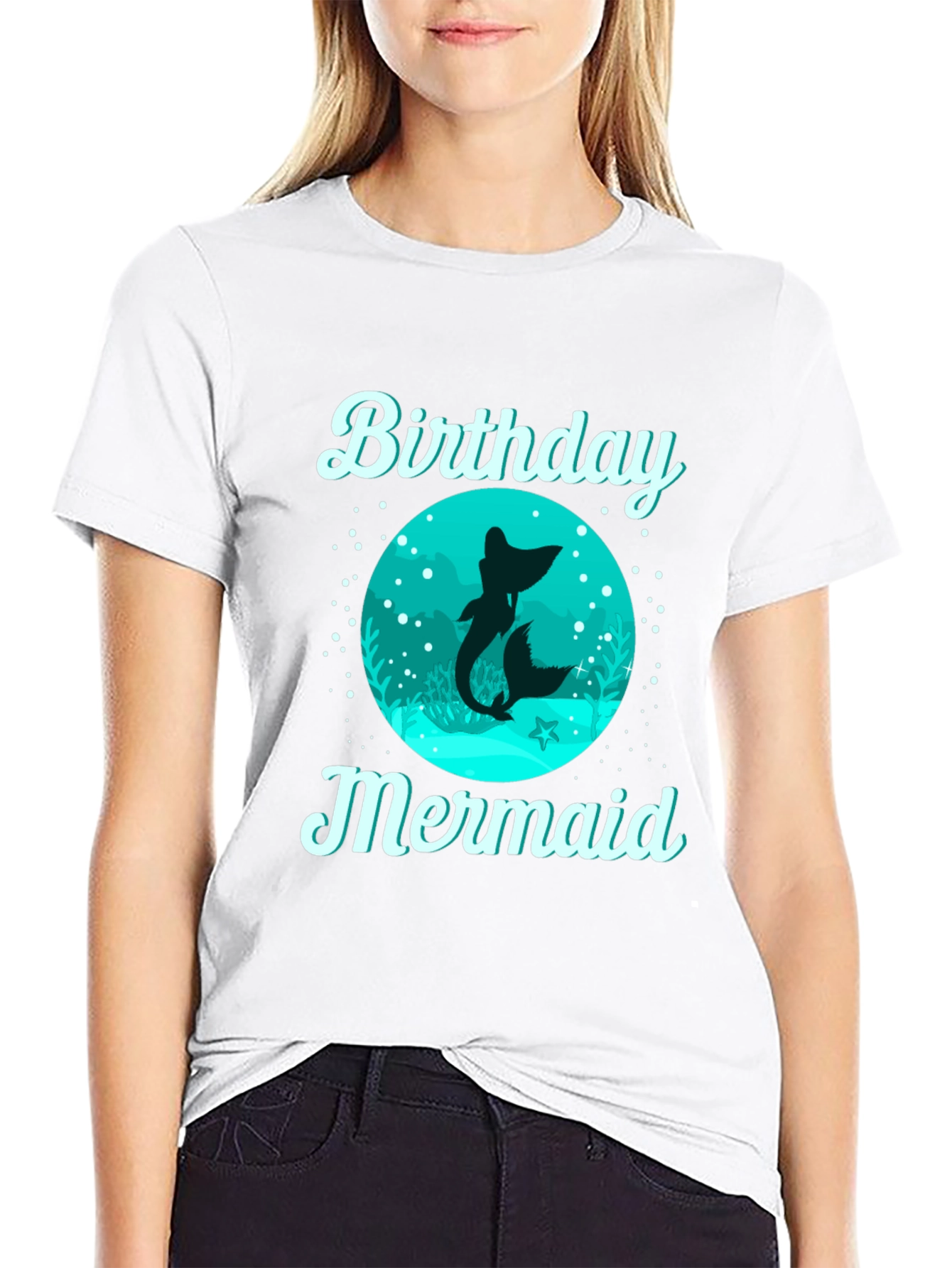 Birthday Mermaid T-Shirt - Black Cotton Tee