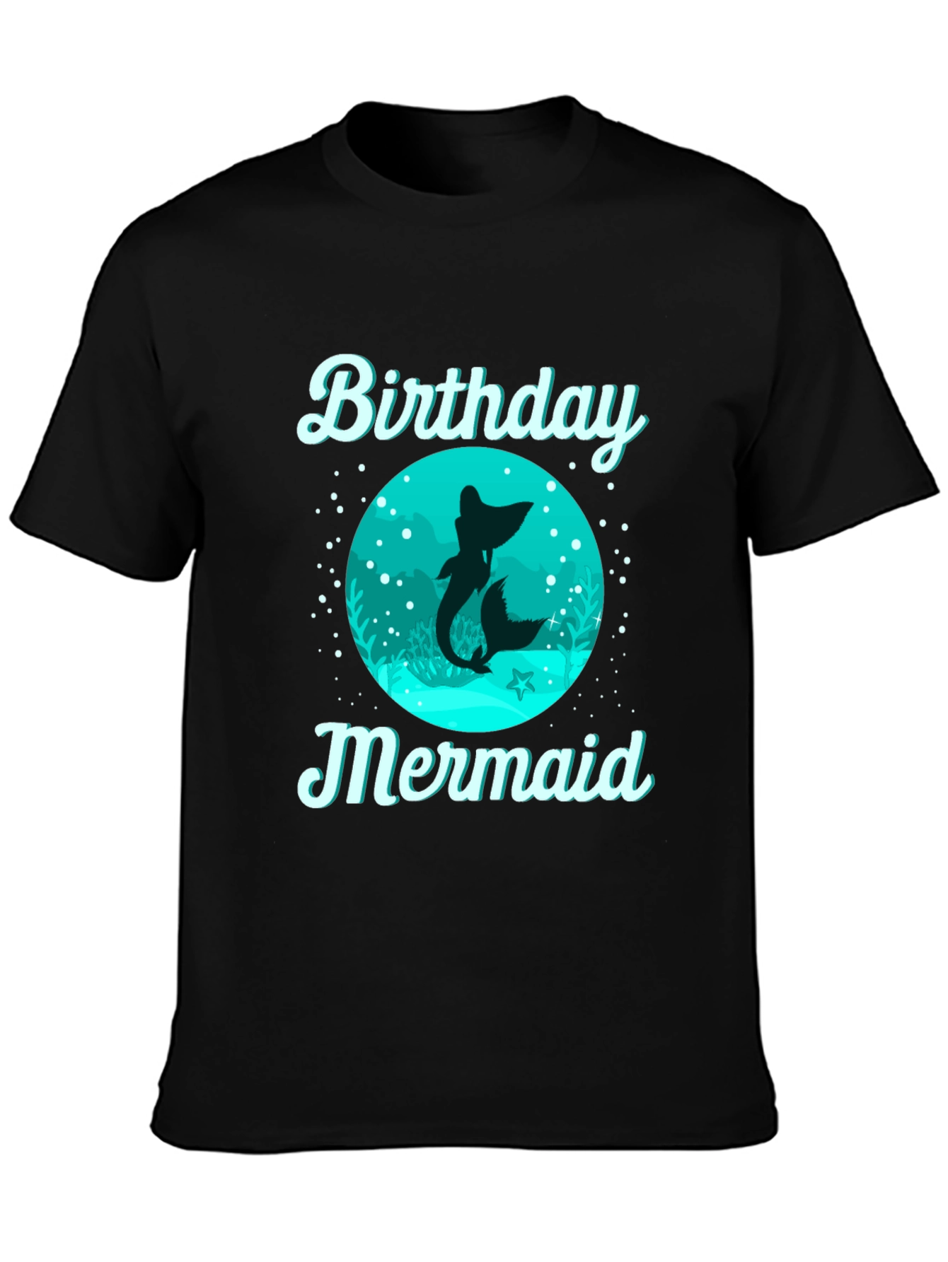 Birthday Mermaid T-Shirt - Black Cotton Tee
